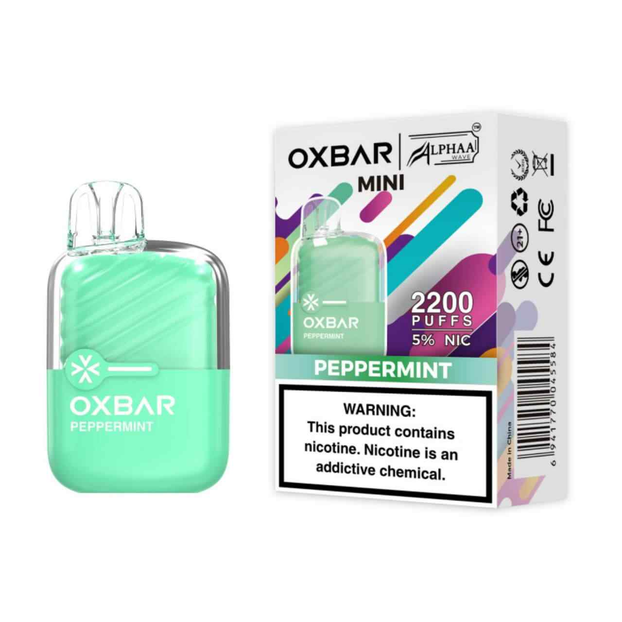 OXBAR x Alphaa Wave Mini 2200 Puff Disposable Peppermint OXBAR x Alphaa Wave Mini 2200 Puff Disposable Peppermint