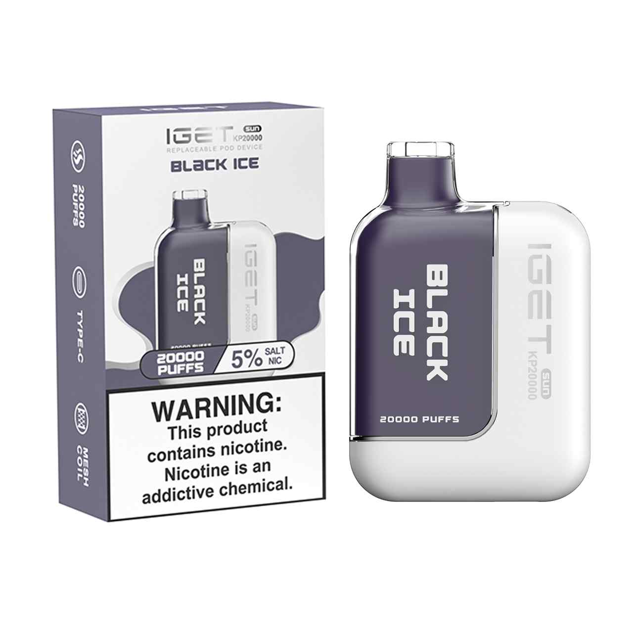 IGET Sun KP20000 Puff Replaceable Disposable Device Black Ice IGET Sun KP20000 Puff Replaceable Disposable Device Black Ice