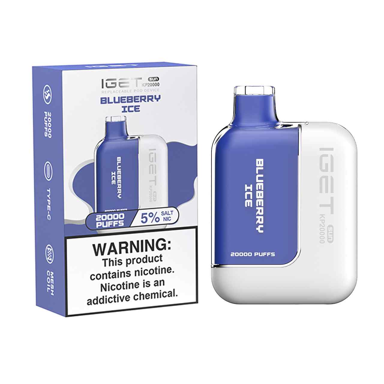 IGET Sun KP20000 Puff Replaceable Disposable Device Blueberry Ice IGET Sun KP20000 Puff Replaceable Disposable Device Blueberry Ice