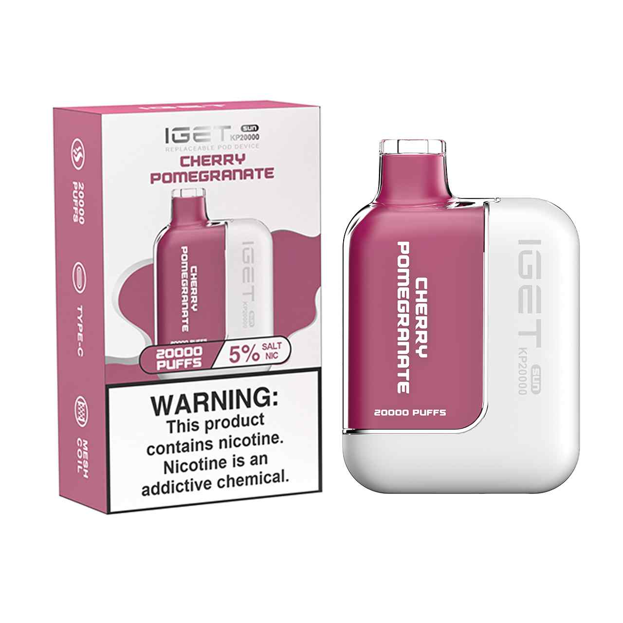 IGET Sun KP20000 Puff Replaceable Disposable Device Cherry Pomegranate IGET Sun KP20000 Puff Replaceable Disposable Device Cherry Pomegranate
