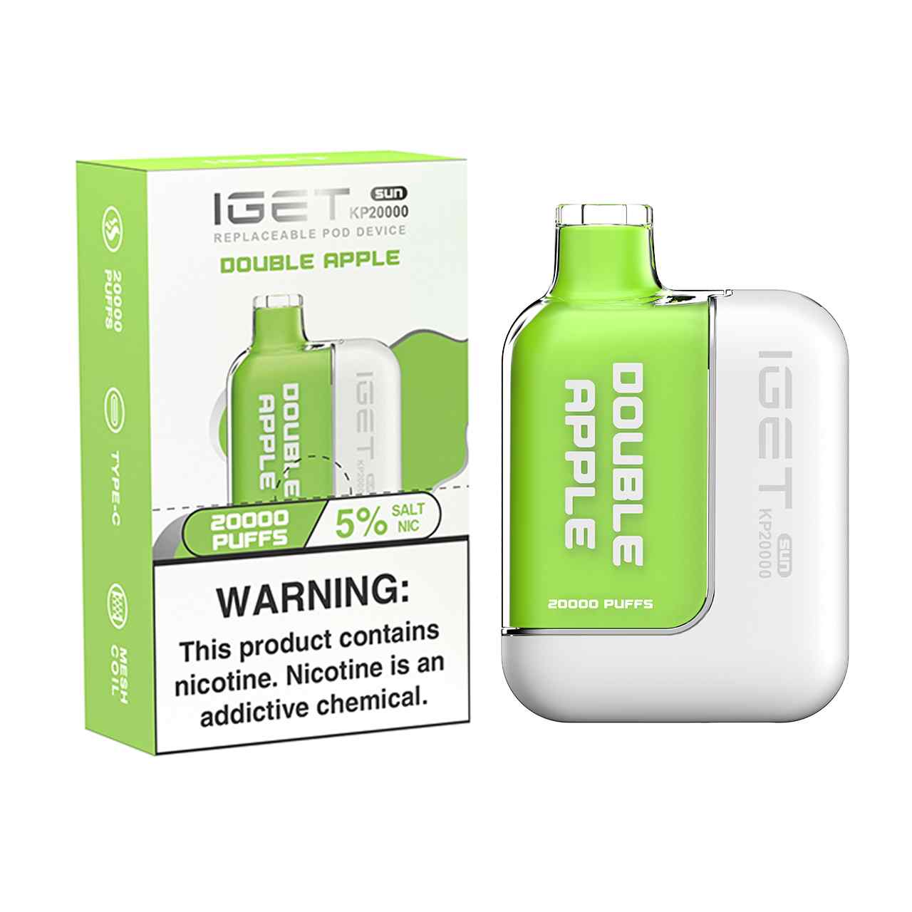 IGET Sun KP20000 Puff Replaceable Disposable Device Double Apple IGET Sun KP20000 Puff Replaceable Disposable Device Double Apple