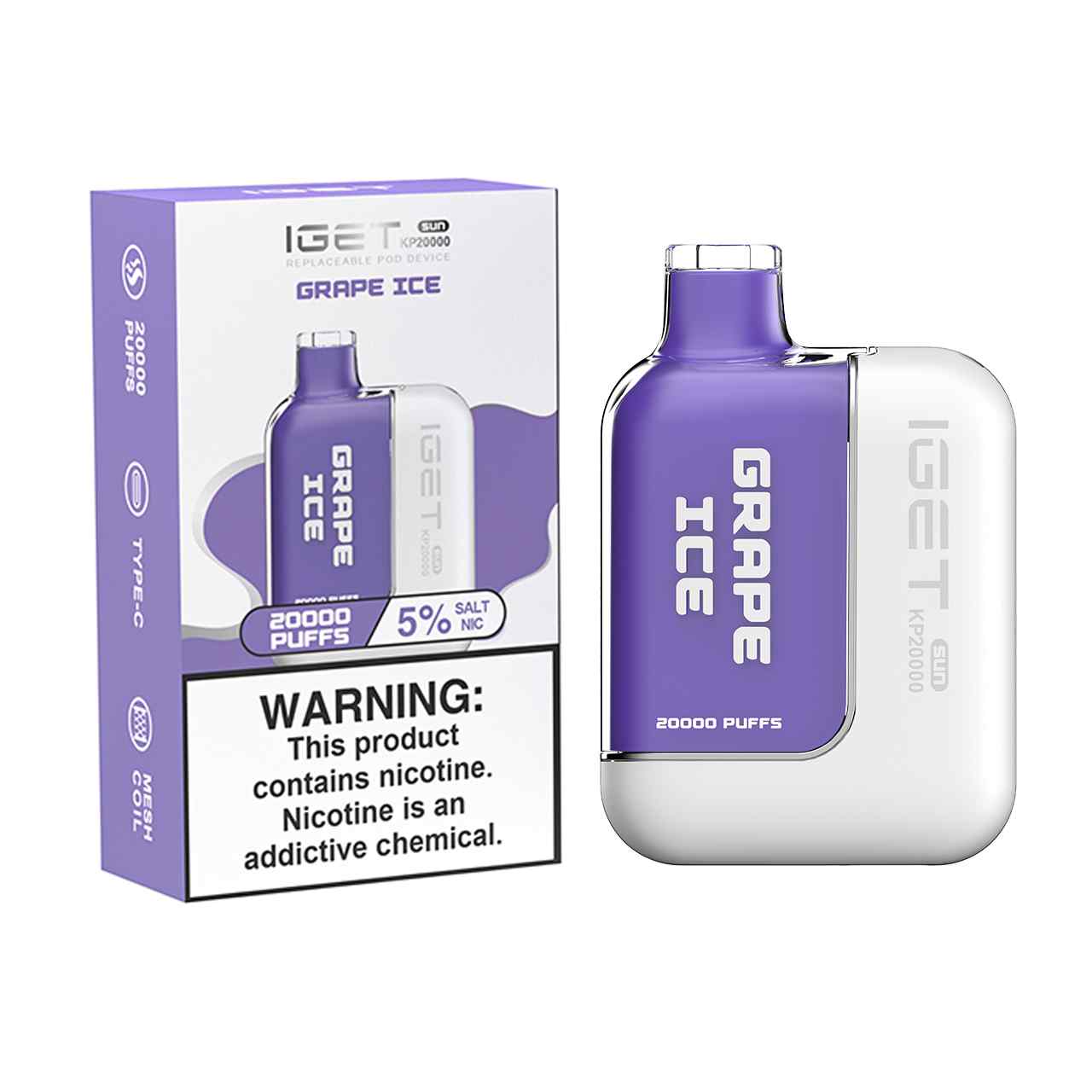 IGET Sun KP20000 Puff Replaceable Disposable Device Grape Ice IGET Sun KP20000 Puff Replaceable Disposable Device Grape Ice
