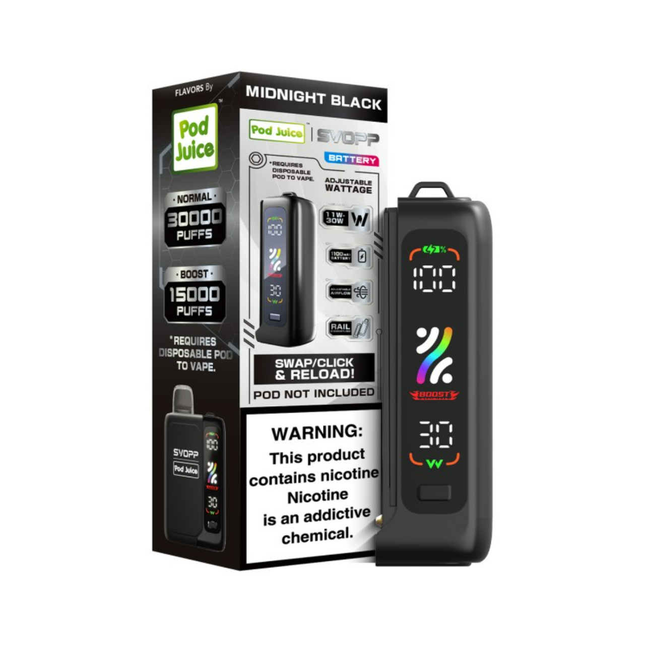 OXBAR x Pod Juice Svopp Battery Midnight Black OXBAR x Pod Juice Svopp Battery Midnight Black