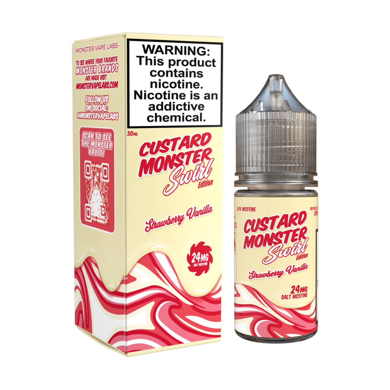 Custard Monster Swirl Edition Strawberry Vanilla Salt 30ml E-Juice 24mg Custard Monster Swirl Edition Strawberry Vanilla Salt 30ml E-Juice 24mg