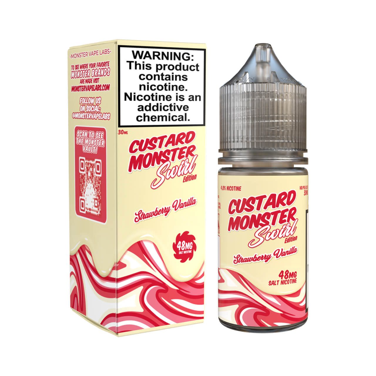 Custard Monster Swirl Edition Strawberry Vanilla Salt 30ml E-Juice 48mg Custard Monster Swirl Edition Strawberry Vanilla Salt 30ml E-Juice 48mg