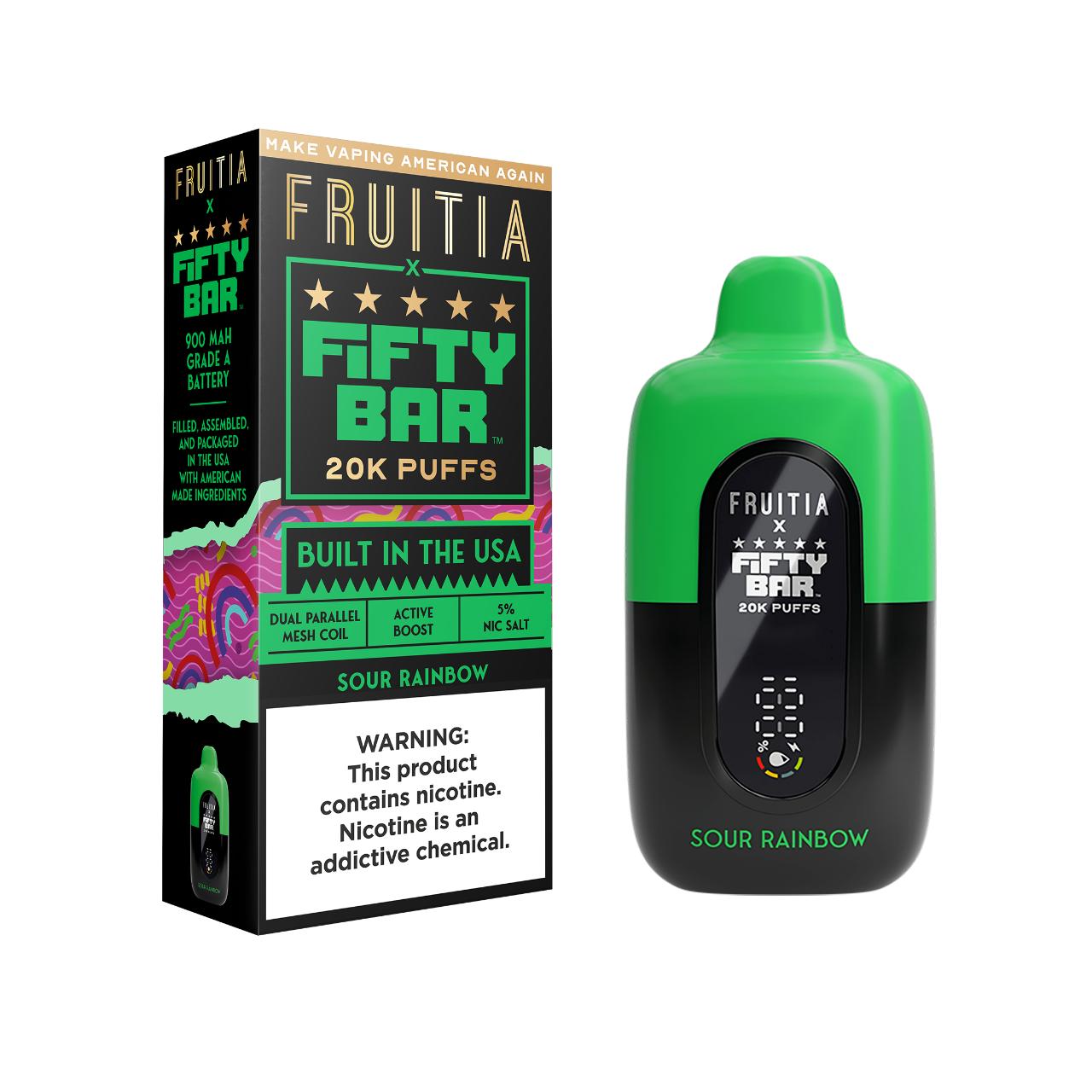 Fruitia x Fifty Bar 20000 Puff Disposable Sour Rainbow