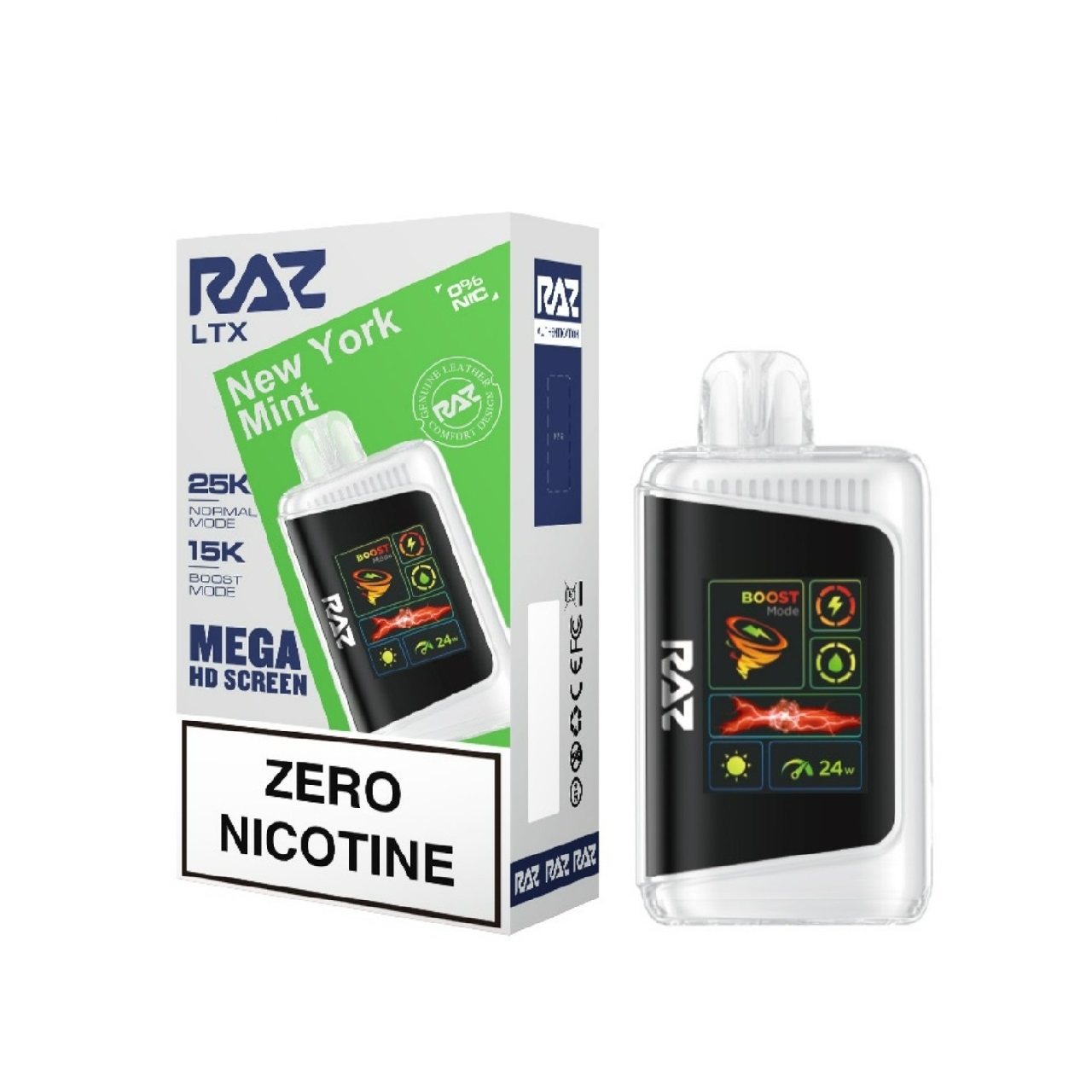Geek Vape Raz LTX 25K Puff Zero Nicotine Disposable New York Mint