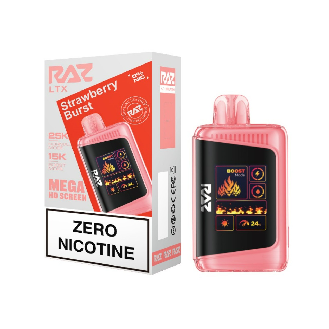 Geek Vape Raz LTX 25K Puff Zero Nicotine Disposable Strawberry Burst