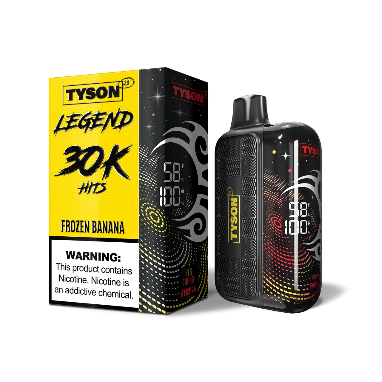 Tyson 2.0 Legend 30K Puff Disposable FROZEN-BANANA BOX FRONT Tyson 2.0 Legend 30K Puff Disposable FROZEN-BANANA BOX FRONT
