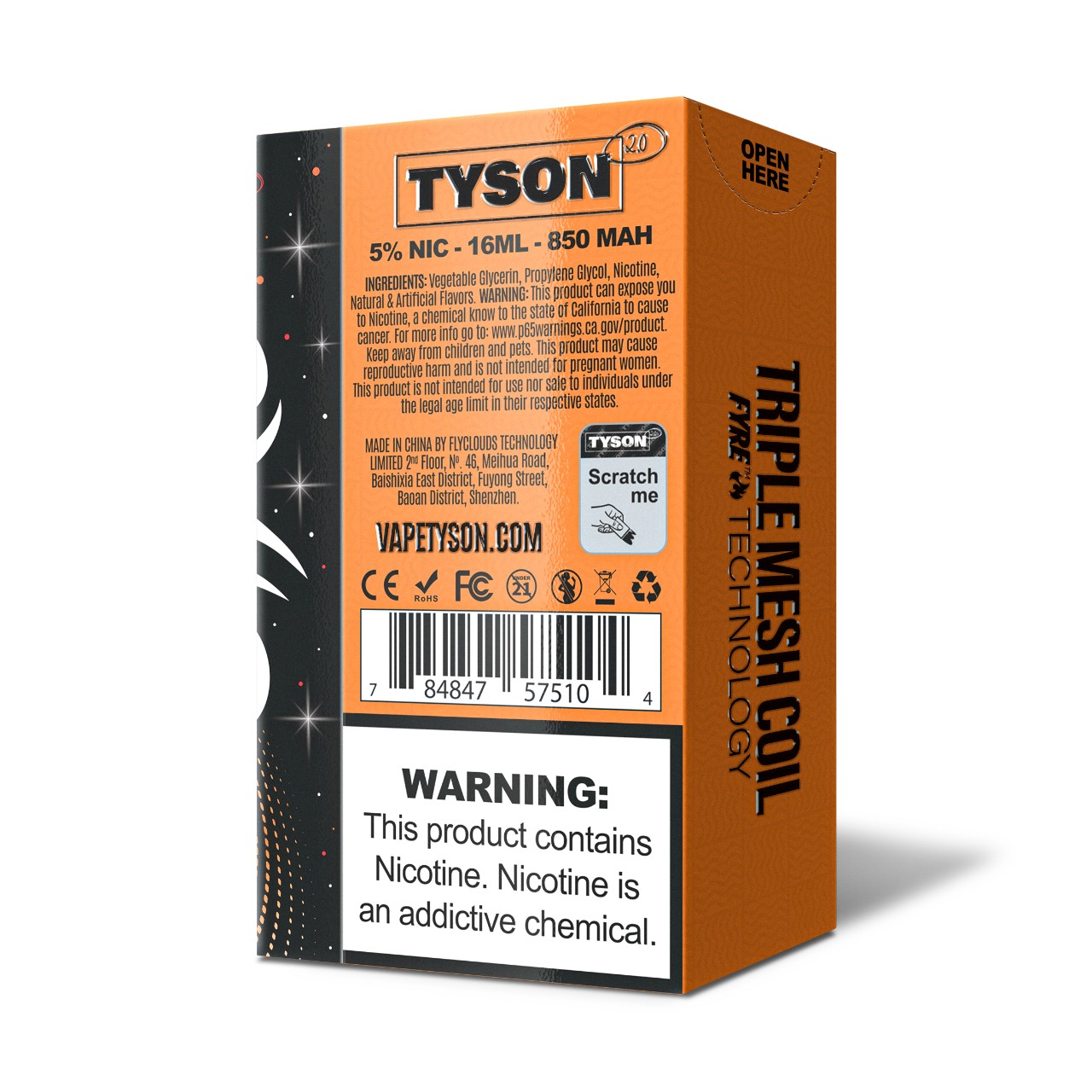 Tyson 2.0 Legend 30K Puff Disposable Frozen Mango-BACK Tyson 2.0 Legend 30K Puff Disposable Frozen Mango-BACK