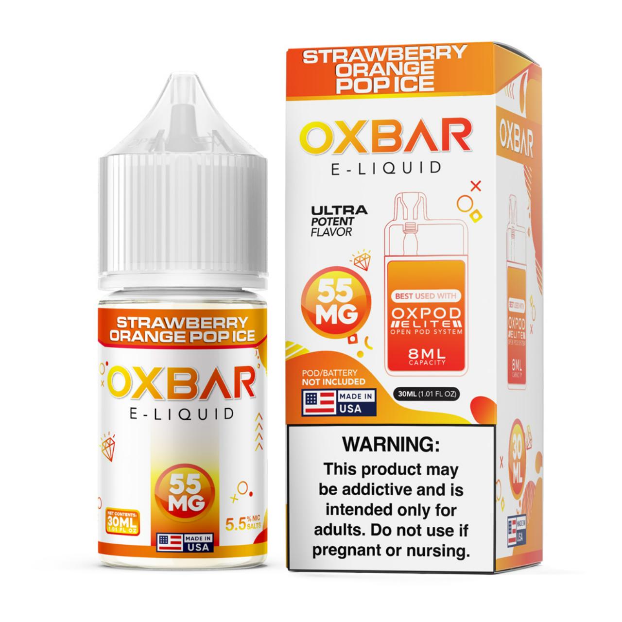 Pod x Oxbar Juice Salt Strawberry Orange Pop Ice Tobacco Free Nicotine E-Juice 30ml