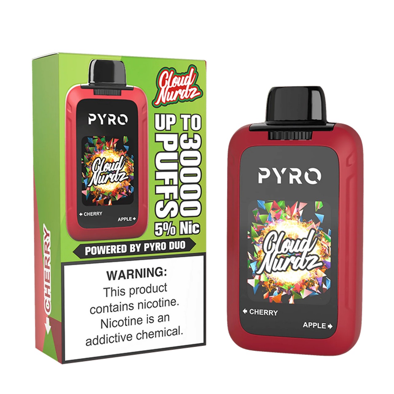 Pyro Duo x Cloud Nurdz 30K Puff Disposable Cherry Apple Pyro Duo x Cloud Nurdz 30K Puff Disposable Cherry Apple