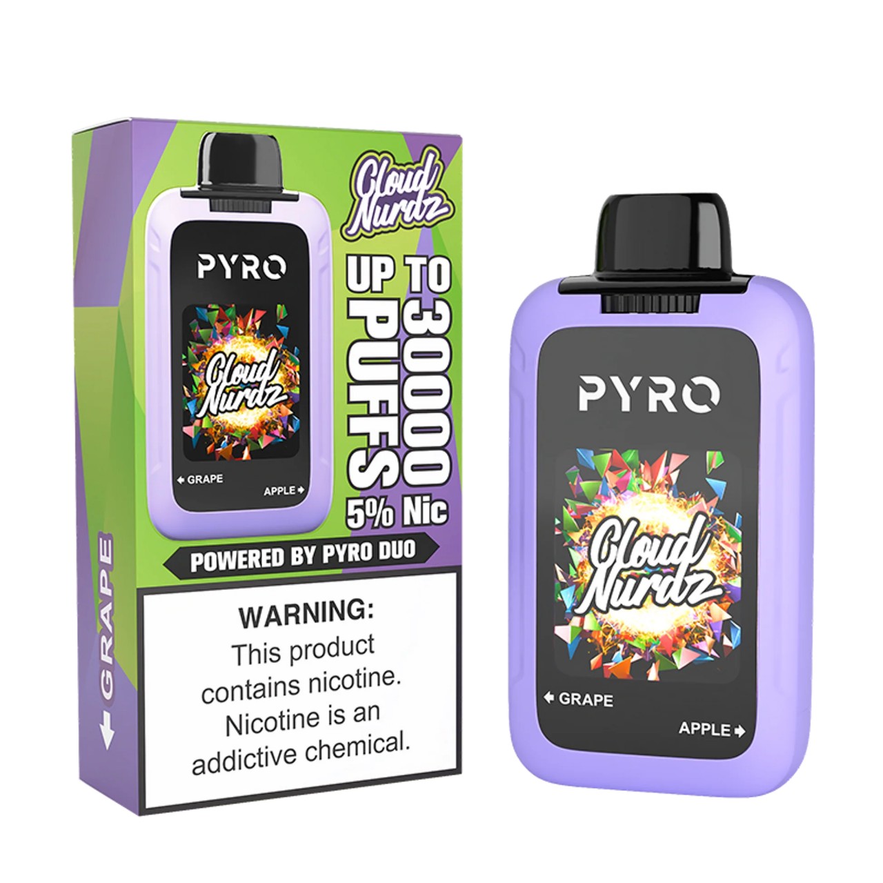 Pyro Duo x Cloud Nurdz 30K Puff Disposable Grape Apple Pyro Duo x Cloud Nurdz 30K Puff Disposable Grape Apple