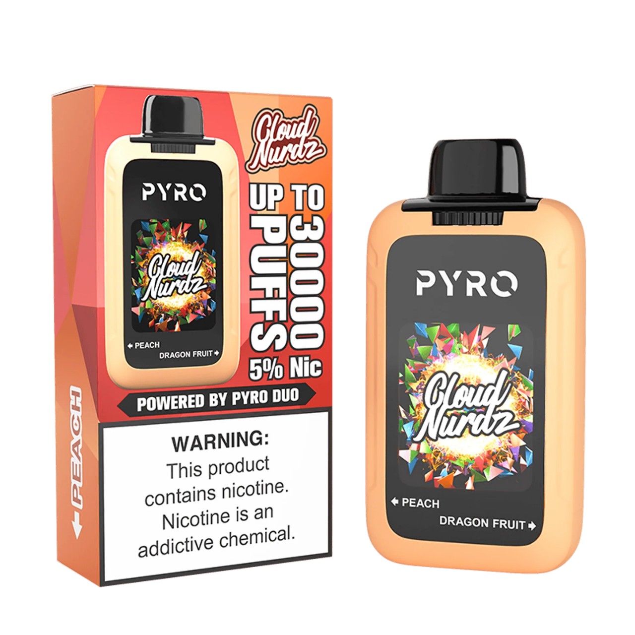 Pyro Duo x Cloud Nurdz 30K Puff Disposable Peach Dragon Fruit Pyro Duo x Cloud Nurdz 30K Puff Disposable Peach Dragon Fruit