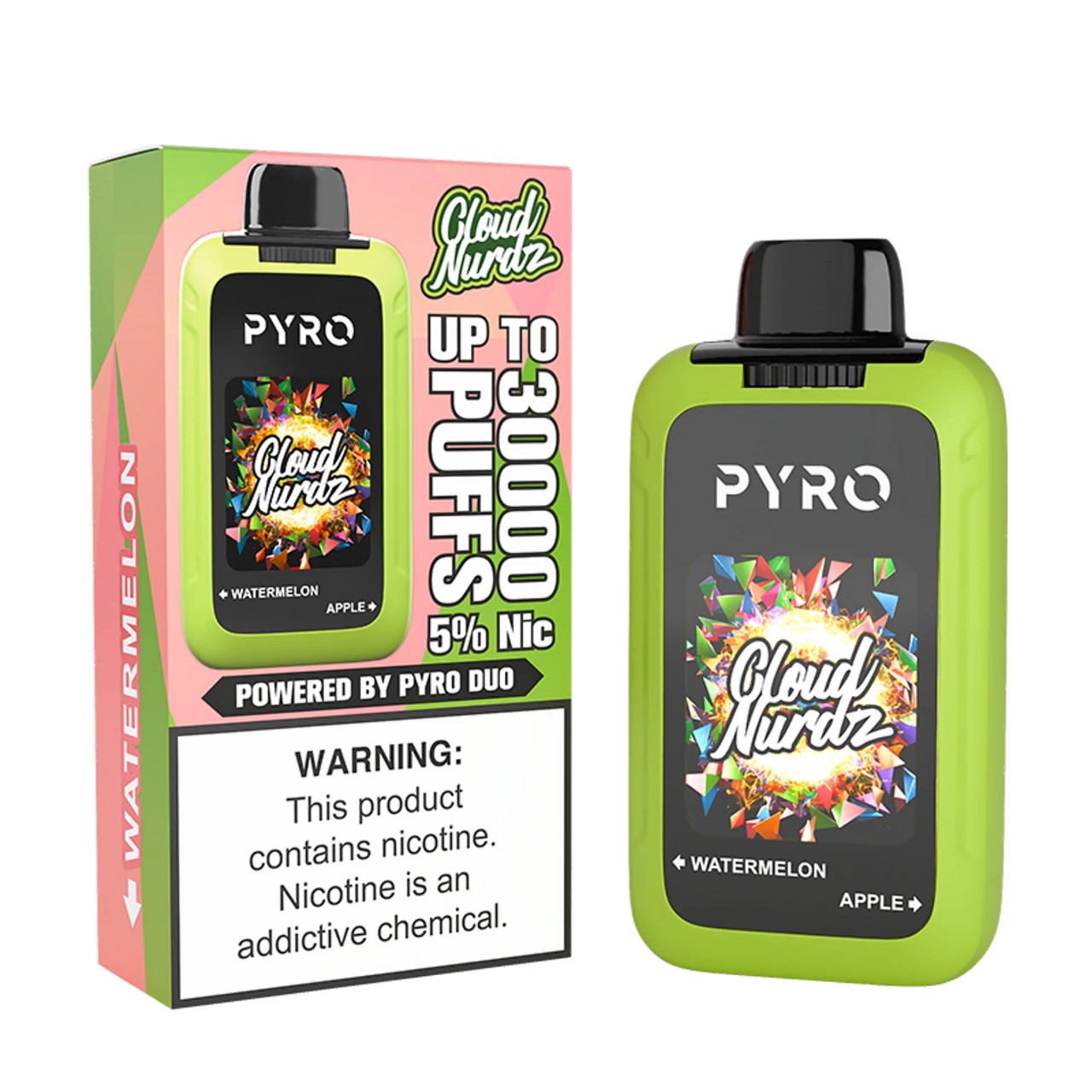 Pyro Duo x Cloud Nurdz 30K Puff Disposable Watermelon Apple Pyro Duo x Cloud Nurdz 30K Puff Disposable Watermelon Apple