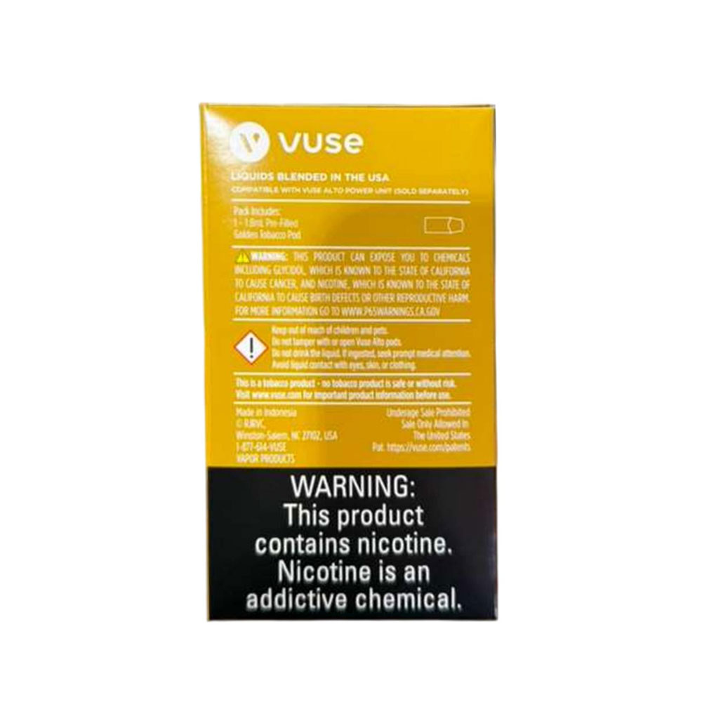 Vuse Alto Prefilled Replacement Pod 1.8ML 5.0% (Pack of 1) Golden Tobacco back Vuse Alto Prefilled Replacement Pod 1.8ML 5.0% (Pack of 1) Golden Tobacco back
