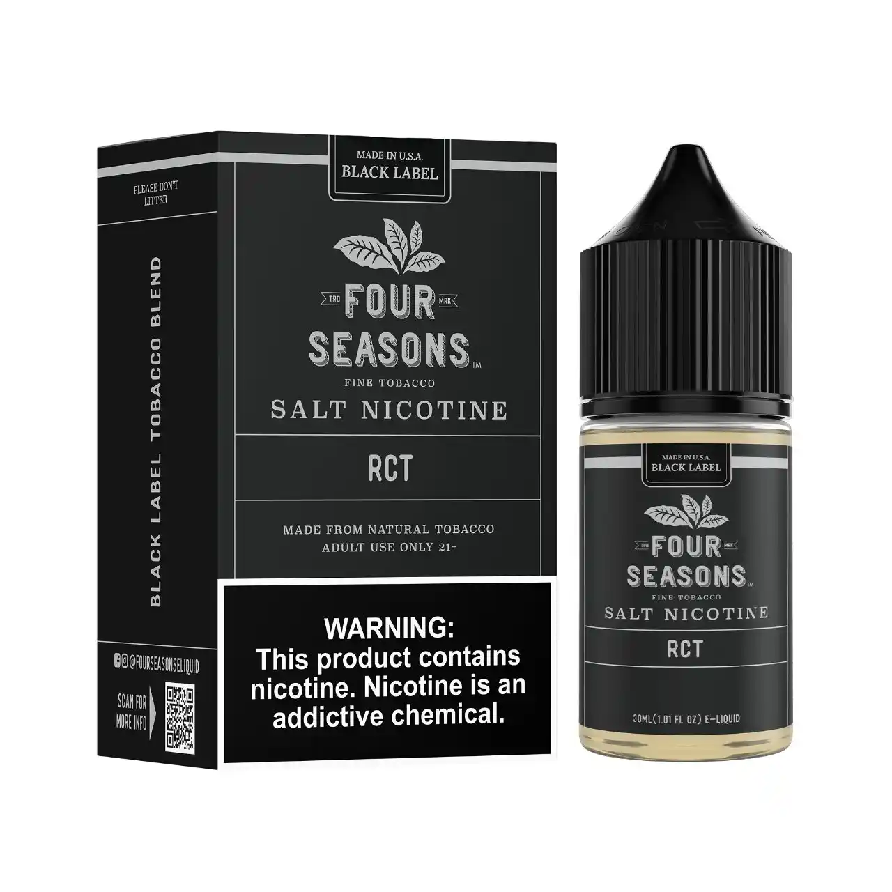 Four Seasons Black Label RCT Salt 30ml E-Juice Four Seasons Black Label RCT Salt 30ml E-Juice