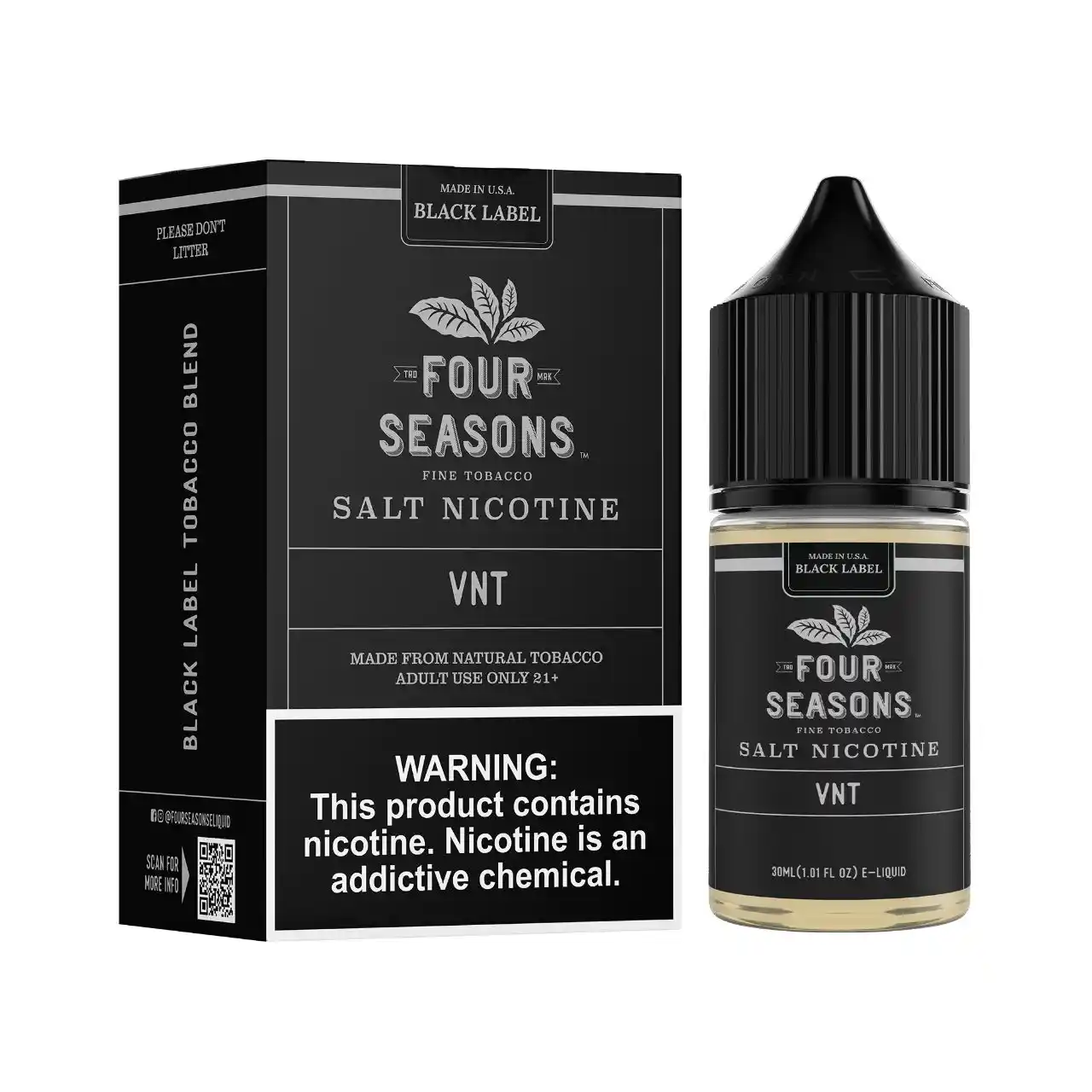 Four Seasons Black Label VNT Salt 30ml E-Juice Four Seasons Black Label VNT Salt 30ml E-Juice