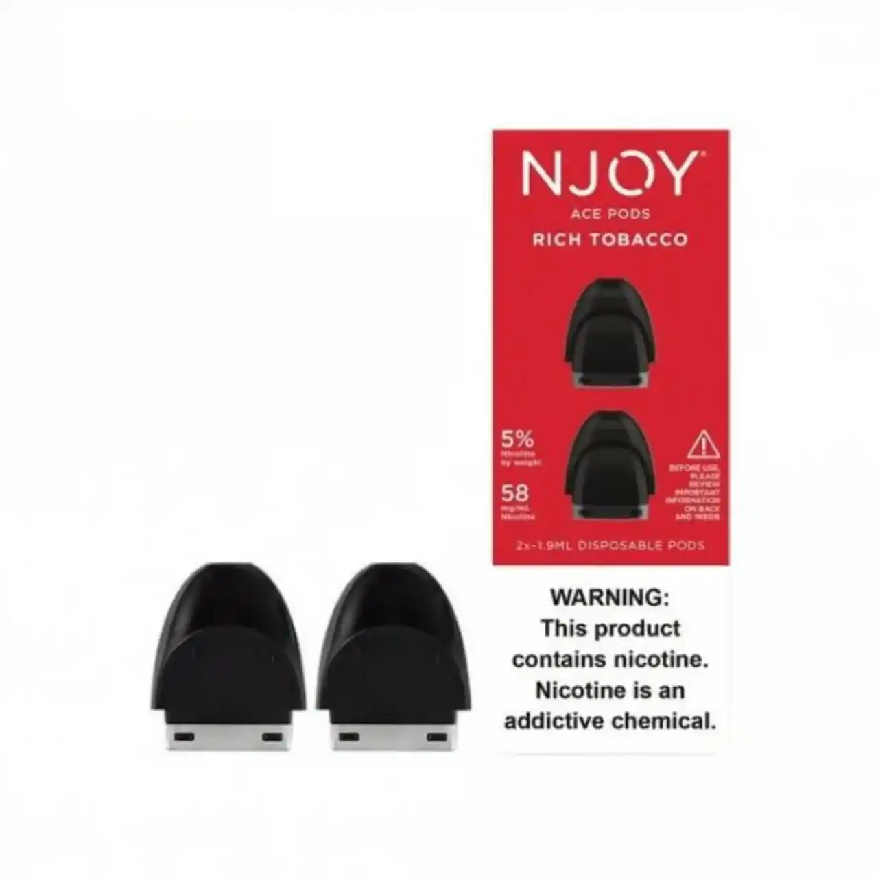 Njoy Ace Prefilled Replacement Pod 1.9ML - 2PK Rich Tobacco Njoy Ace Prefilled Replacement Pod 1.9ML - 2PK Rich Tobacco