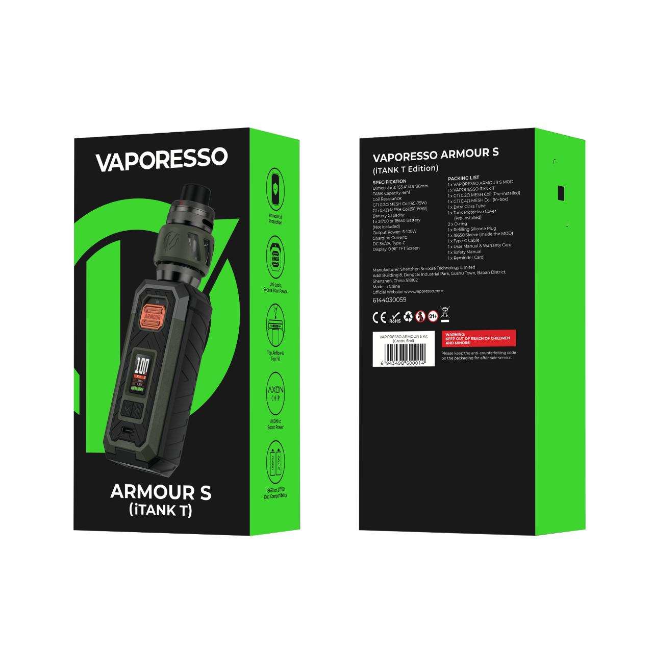 Vaporesso ARMOUR S Kit (iTANK T Edition) Box Vaporesso ARMOUR S Kit (iTANK T Edition) Box