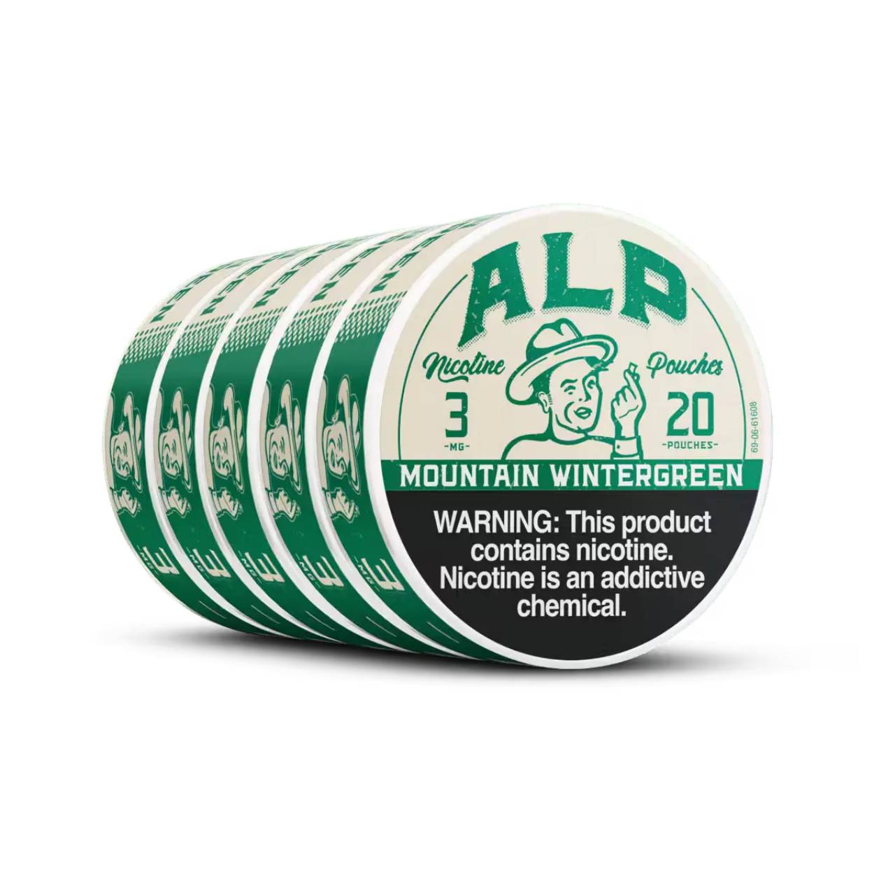 ALP Nicotine Pouches - 5PK Mountain Wintergreen 3MG Angle