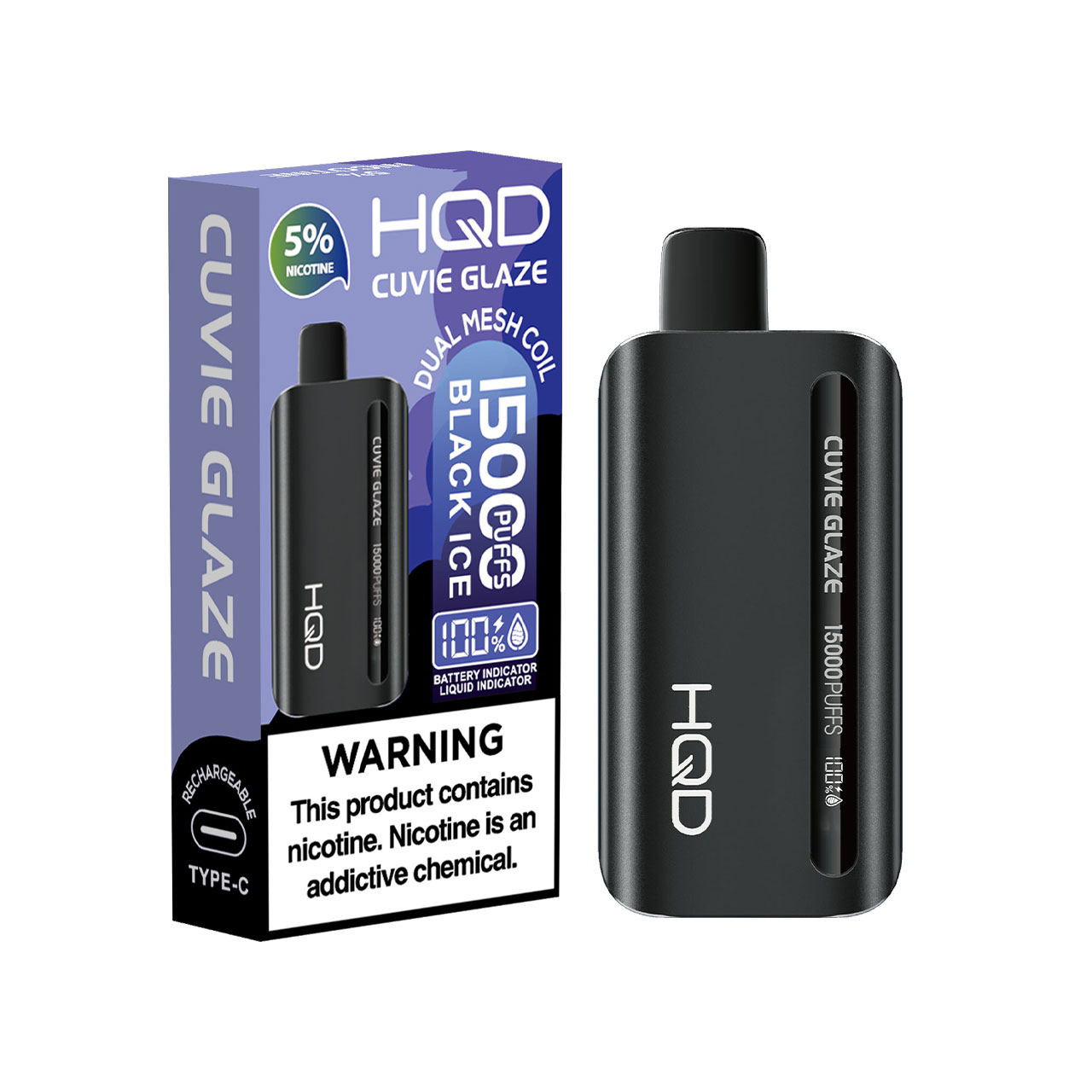 HQD Cuvie Glaze 15000 Puff Disposable Black Ice HQD Cuvie Glaze 15000 Puff Disposable Black Ice