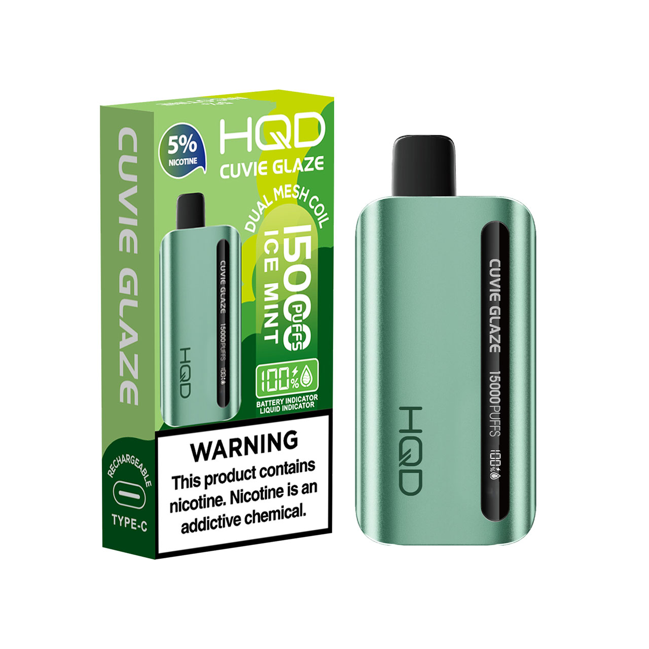 HQD Cuvie Glaze 15000 Puff Disposable Ice Mint HQD Cuvie Glaze 15000 Puff Disposable Ice Mint