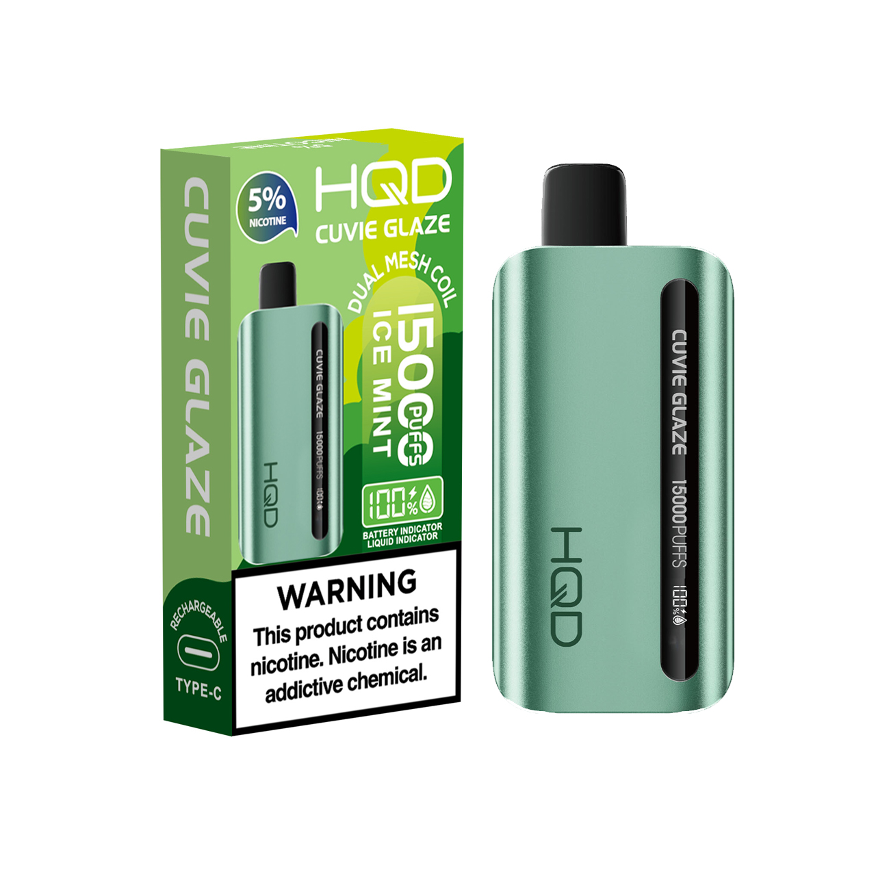 HQD Cuvie Glaze 15000 Puff Disposable-Ice Mint HQD Cuvie Glaze 15000 Puff Disposable-Ice Mint