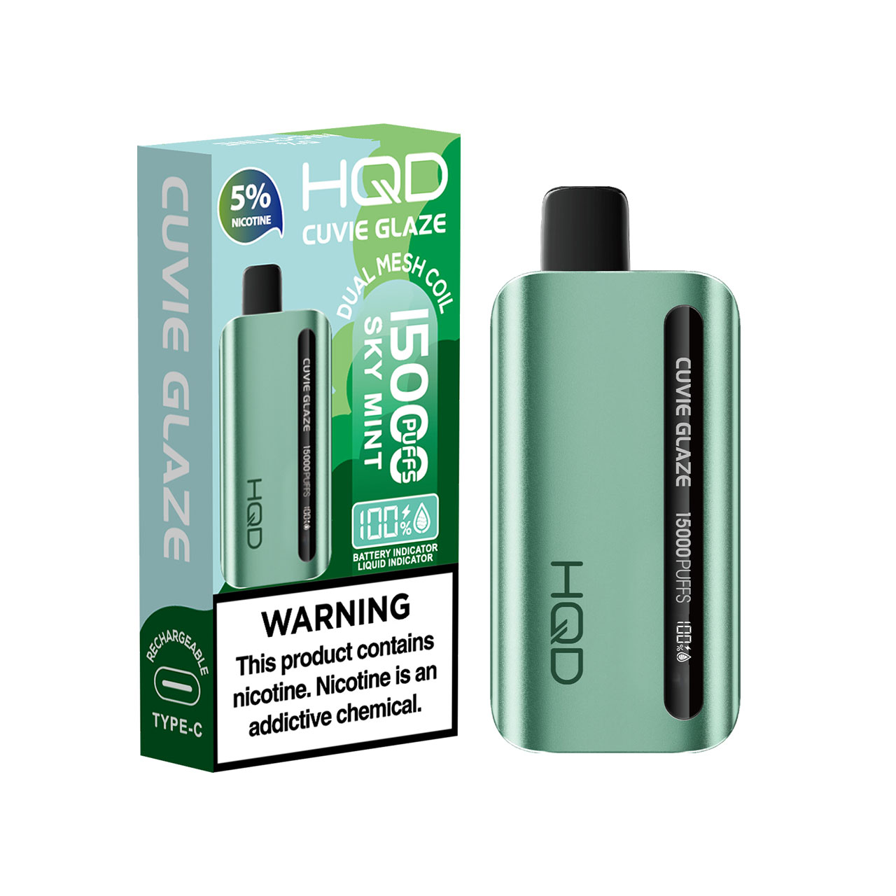 HQD Cuvie Glaze 15000 Puff Disposable Sky Mint HQD Cuvie Glaze 15000 Puff Disposable Sky Mint