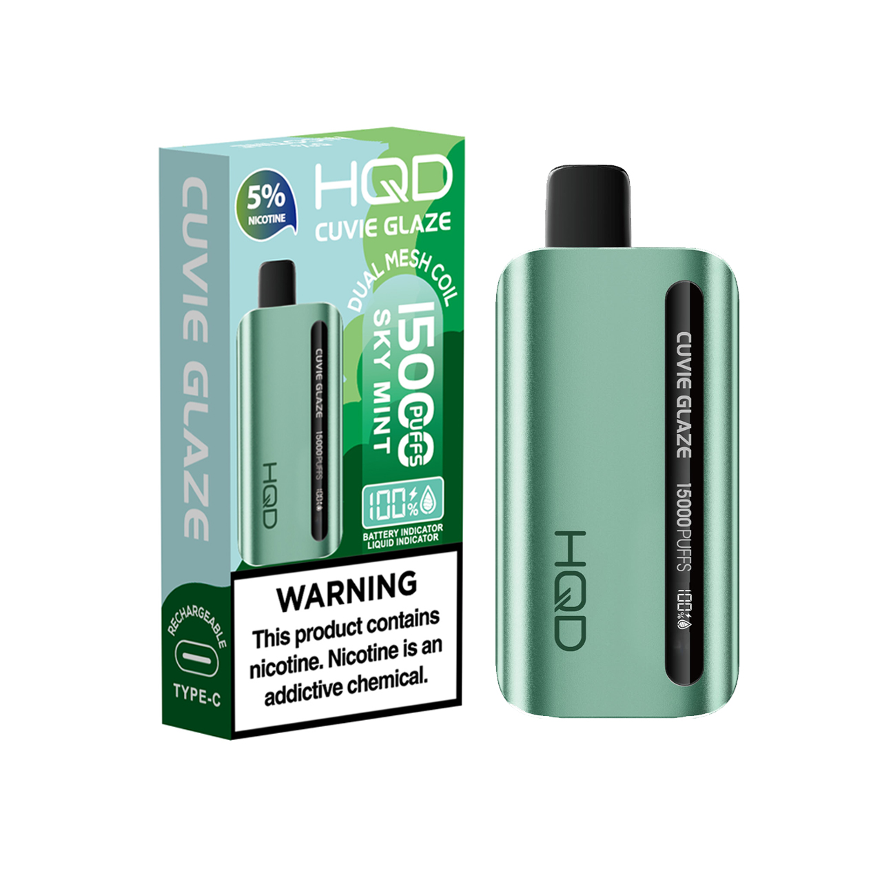 HQD Cuvie Glaze 15000 Puff Disposable-Sky Mint HQD Cuvie Glaze 15000 Puff Disposable-Sky Mint