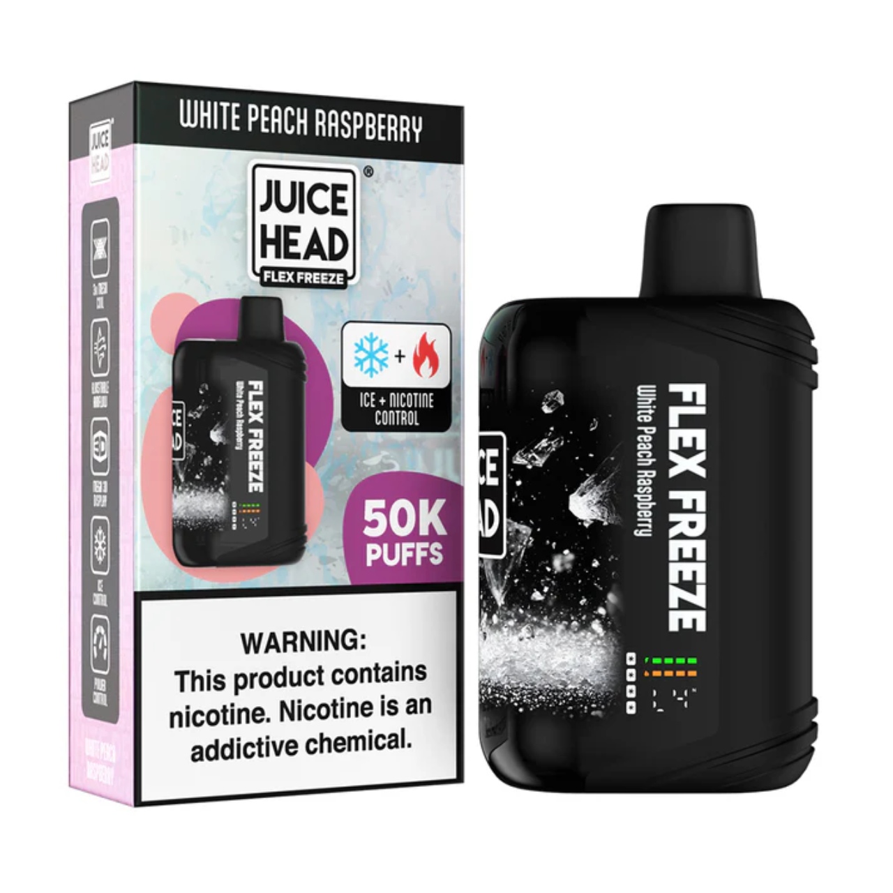 Juice Head Flex Freeze 50K Puff Disposable White Peach Raspberry