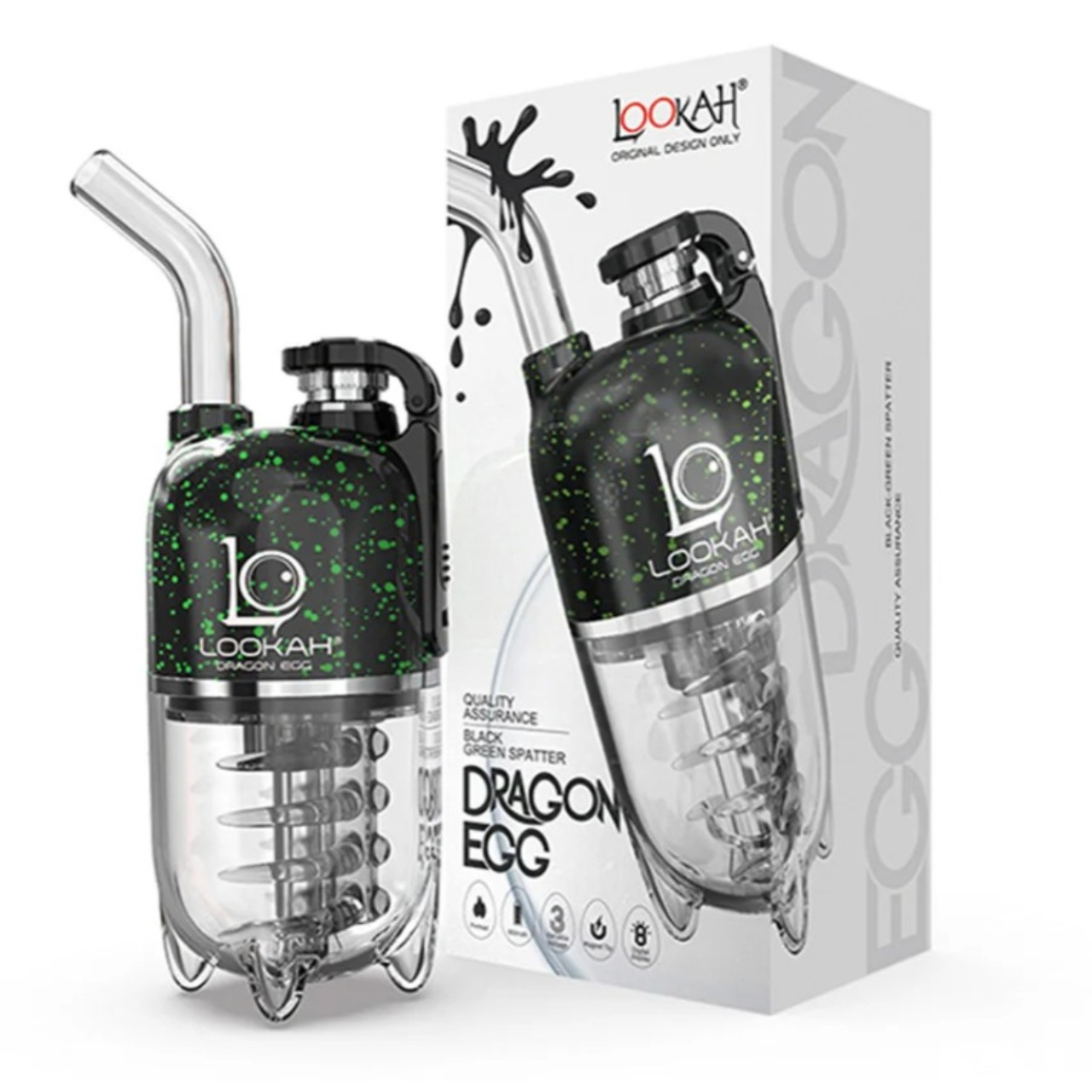 Lookah Dragon Egg Black Green Spatter Lookah Dragon Egg Black Green Spatter