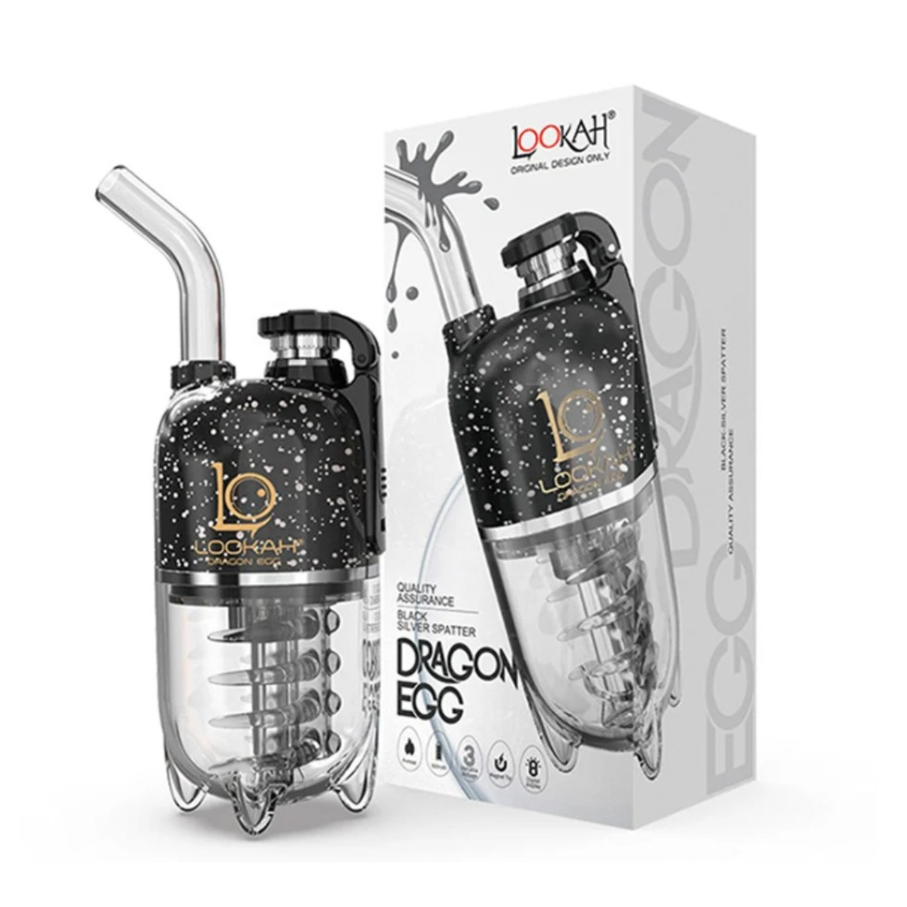 Lookah Dragon Egg Black Silver Spatter Lookah Dragon Egg Black Silver Spatter