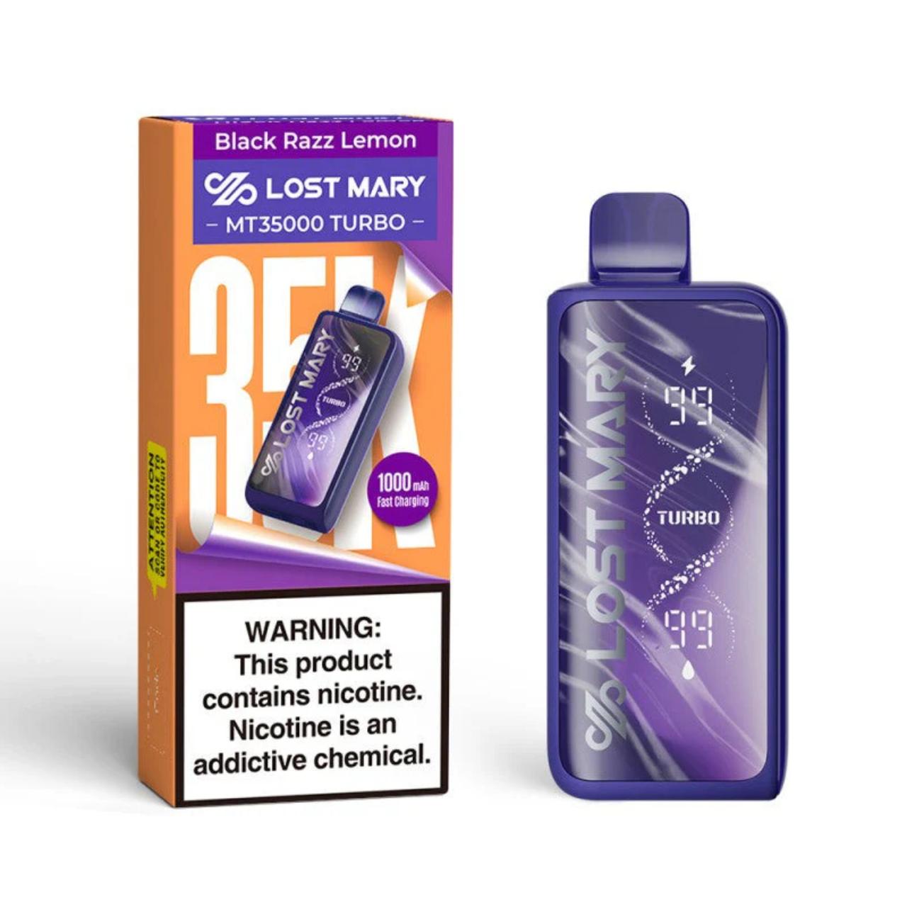 Lost Mary MT 35,000 Puff Turbo Disposable Black Razz Lemon Lost Mary MT 35,000 Puff Turbo Disposable Black Razz Lemon