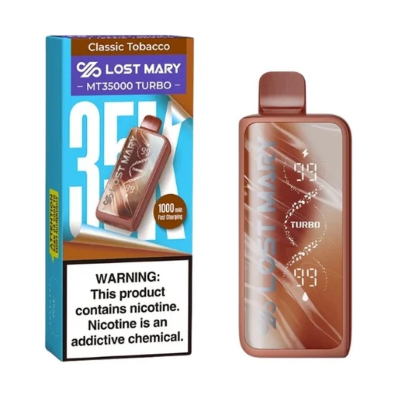 Lost Mary MT 35000 Puff Turbo Disposable Classic Tobacco Lost Mary MT 35000 Puff Turbo Disposable Classic Tobacco