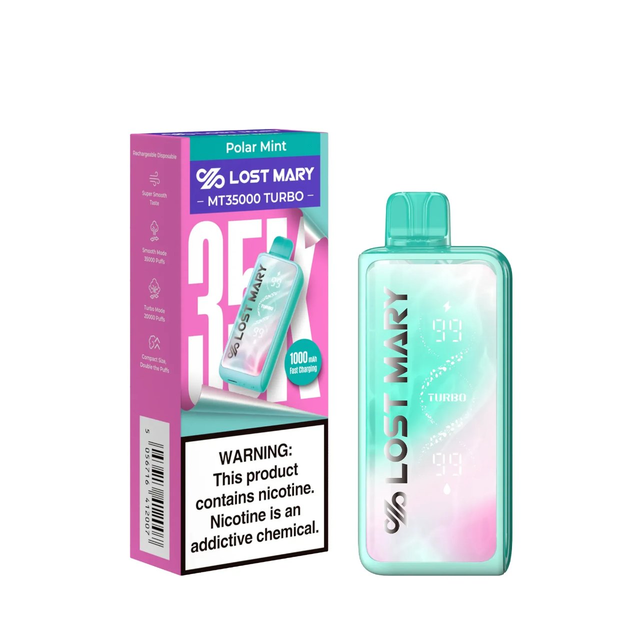 Lost Mary MT 35,000 Puff Turbo Disposable Polar Mint Lost Mary MT 35,000 Puff Turbo Disposable Polar Mint