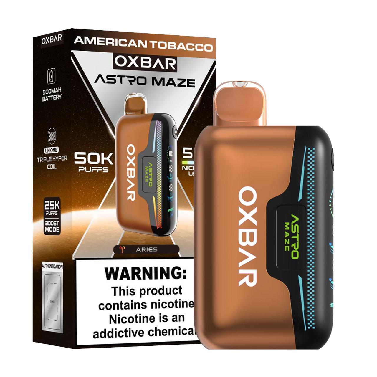 OXBAR Astro Maze 50K Puff Disposable-American Tobacco OXBAR Astro Maze 50K Puff Disposable-American Tobacco