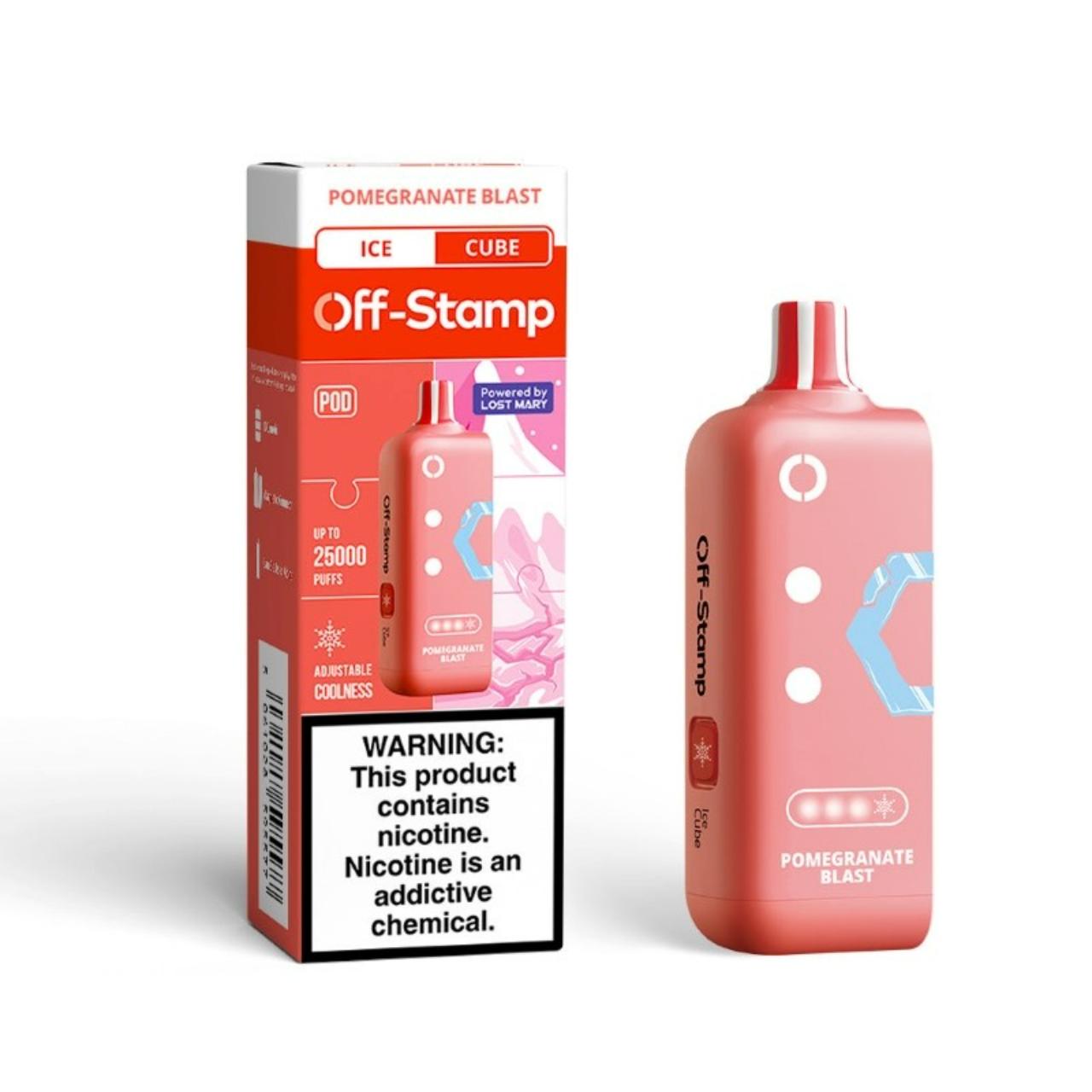 Off Stamp Ice Cube 25k Puff Pre-filled Pod - 1PK Pomegranate Blast Off Stamp Ice Cube 25k Puff Pre-filled Pod - 1PK Pomegranate Blast