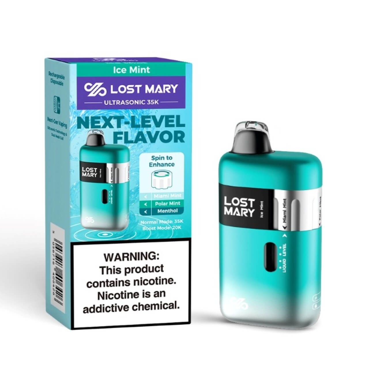 Lost Mary Ultrasonic 35K Puff Disposable Ice Mint Lost Mary Ultrasonic 35K Puff Disposable Ice Mint