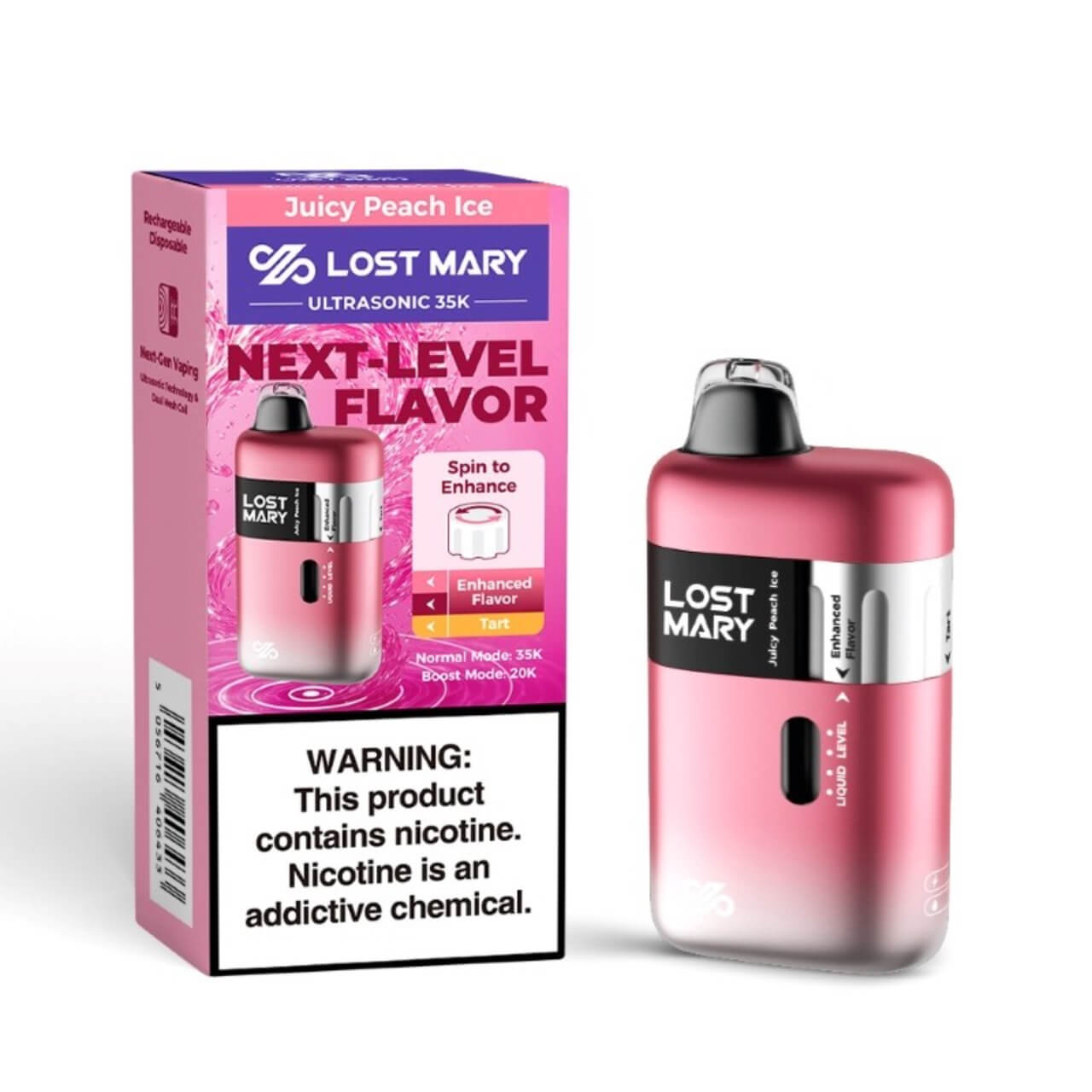 Lost Mary Ultrasonic 35K Puff Disposable Juicy Peach Ice Lost Mary Ultrasonic 35K Puff Disposable Juicy Peach Ice