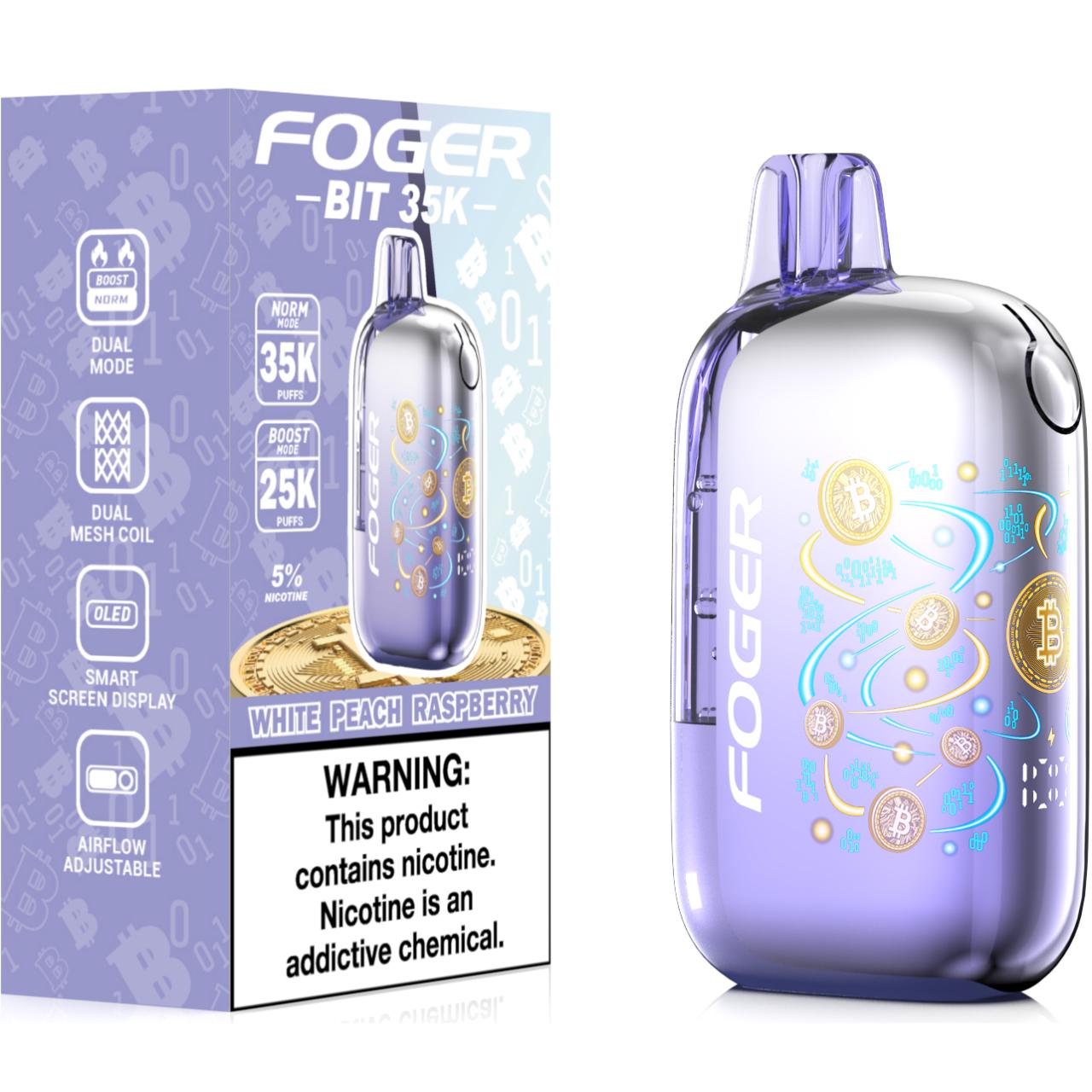 Foger BIT 35K Puff Disposable White Peach Raspberry Foger BIT 35K Puff Disposable White Peach Raspberry