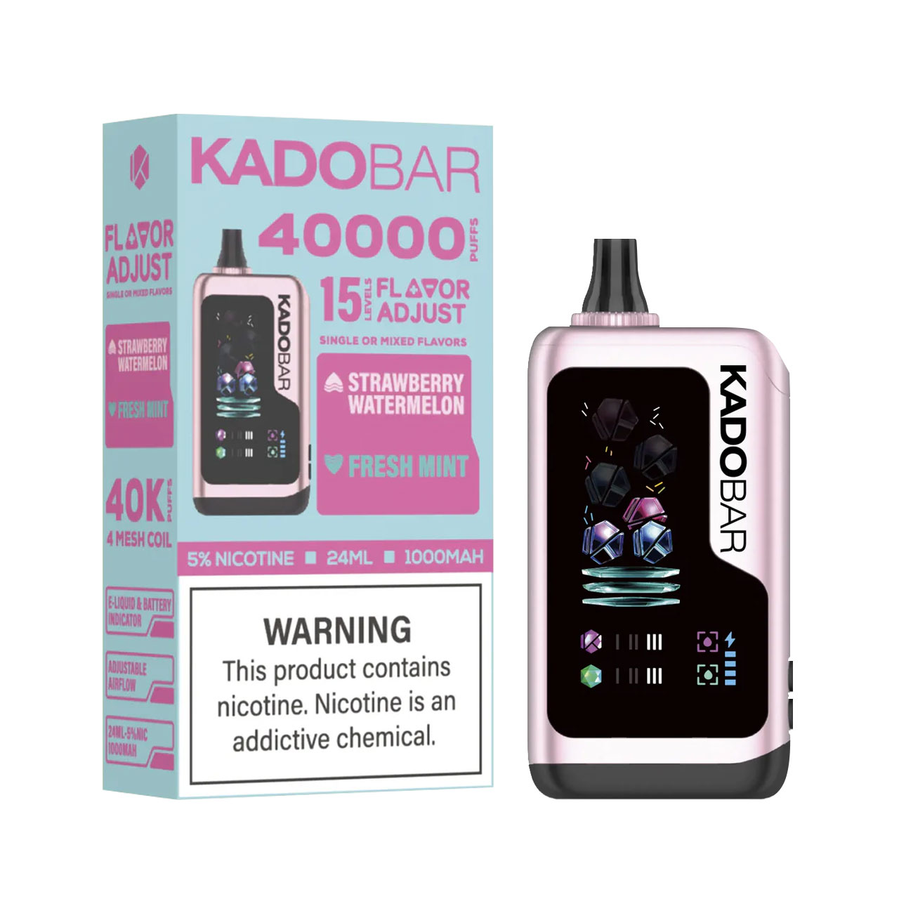 Kado Bar Flavor Adjust 40K Puff Disposable Strawberry Watermelon Fresh Mint Kado Bar Flavor Adjust 40K Puff Disposable Strawberry Watermelon Fresh Mint