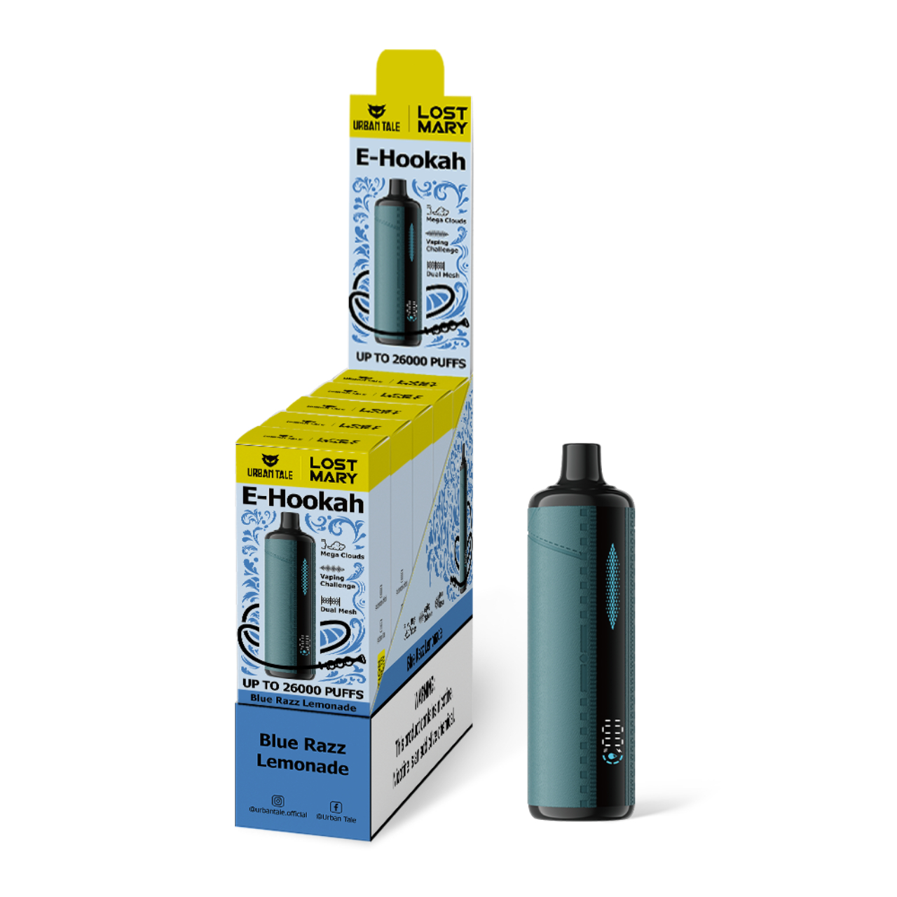 Urban Tale X Lost Mary Hookah 26000 Puff Disposable Bue Razz Lemonade Urban Tale X Lost Mary Hookah 26000 Puff Disposable Bue Razz Lemonade