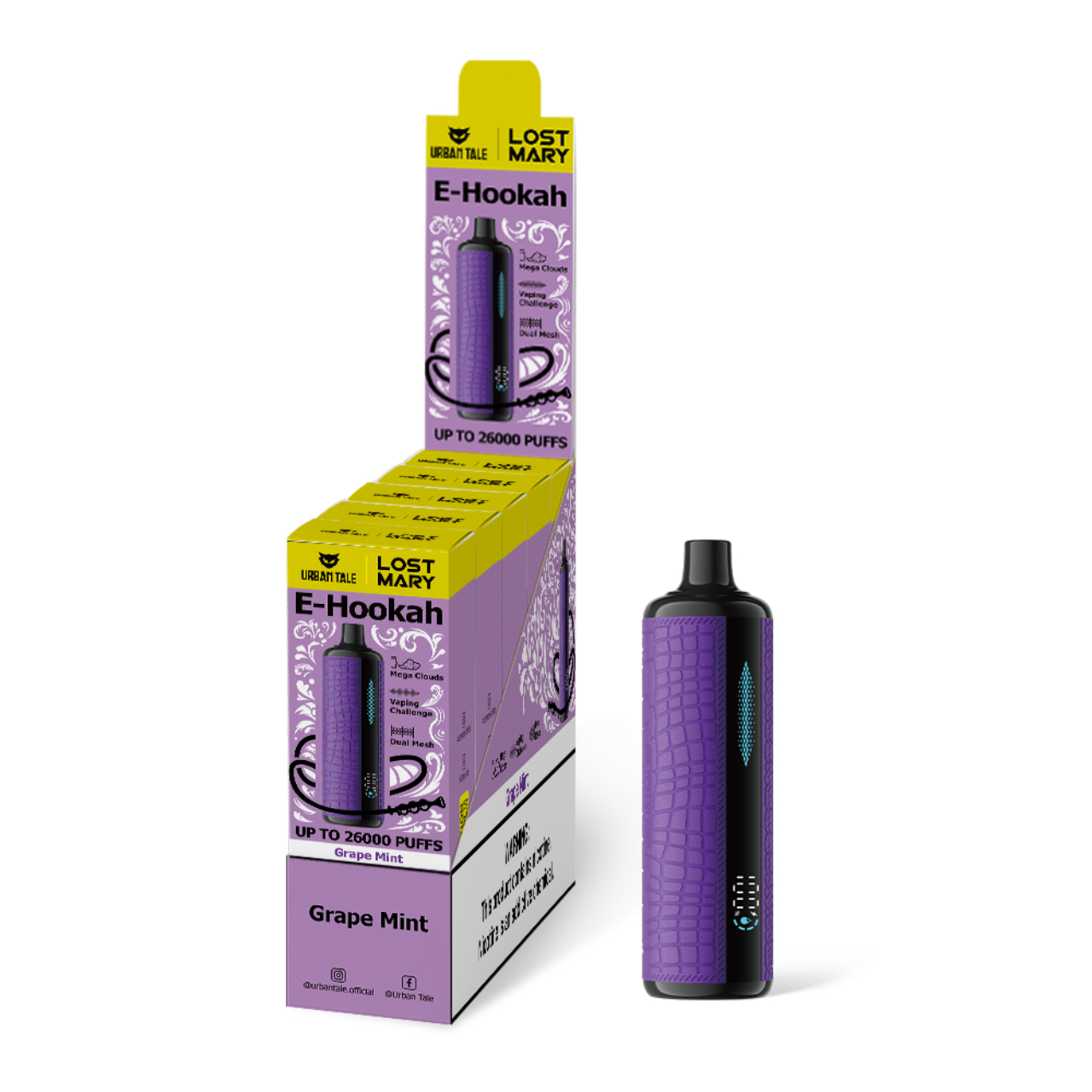 Urban Tale X Lost Mary Hookah 26000 Puff Disposable Grape Mint Urban Tale X Lost Mary Hookah 26000 Puff Disposable Grape Mint