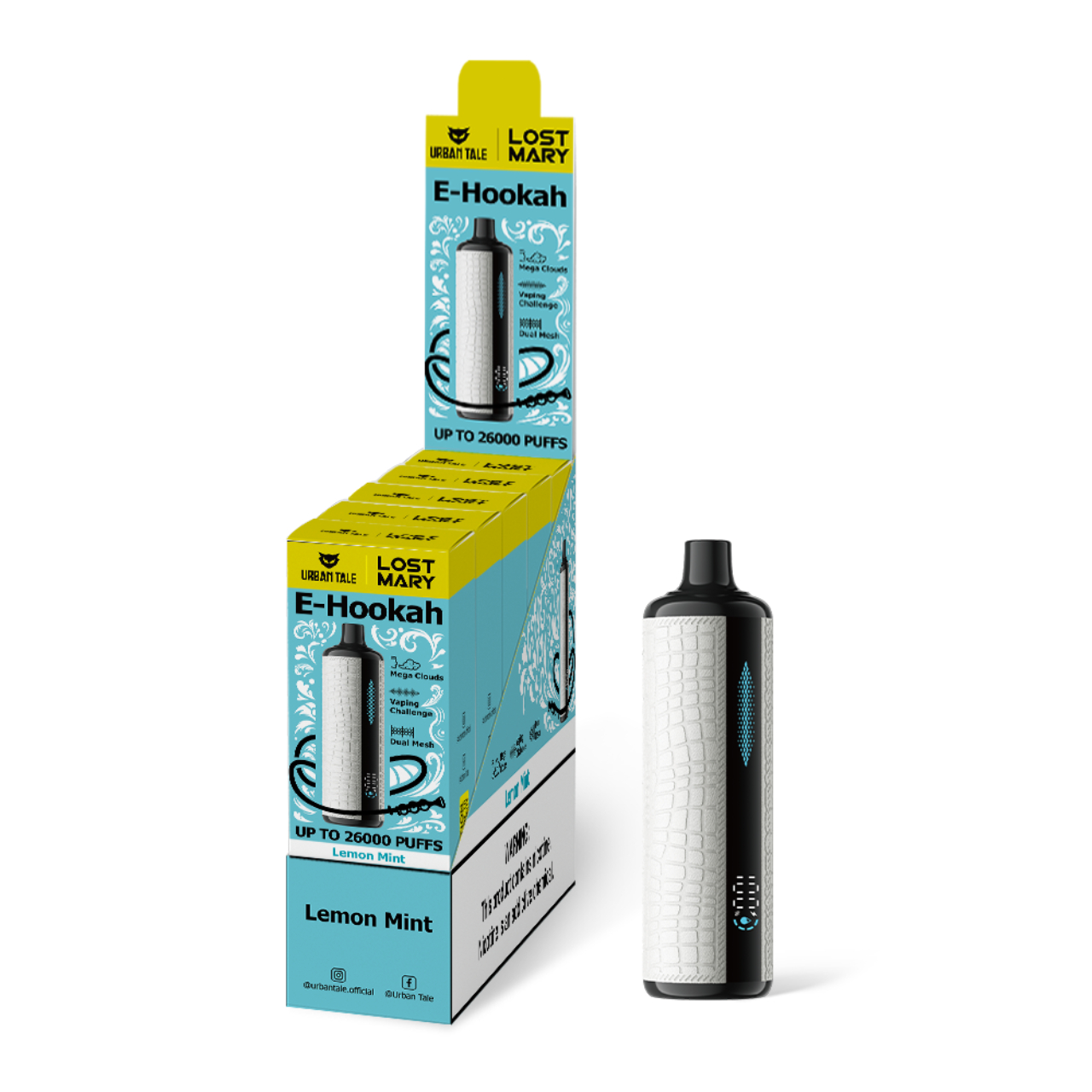Urban Tale X Lost Mary Hookah 26000 Puff Disposable Lemon Mint Urban Tale X Lost Mary Hookah 26000 Puff Disposable Lemon Mint