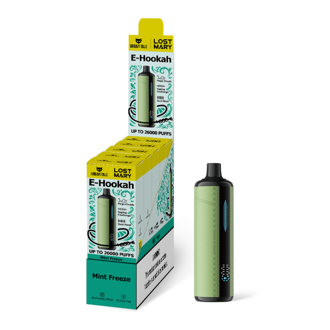 Urban Tale X Lost Mary Hookah 26000 Puff Disposable Mint Freeze Urban Tale X Lost Mary Hookah 26000 Puff Disposable Mint Freeze