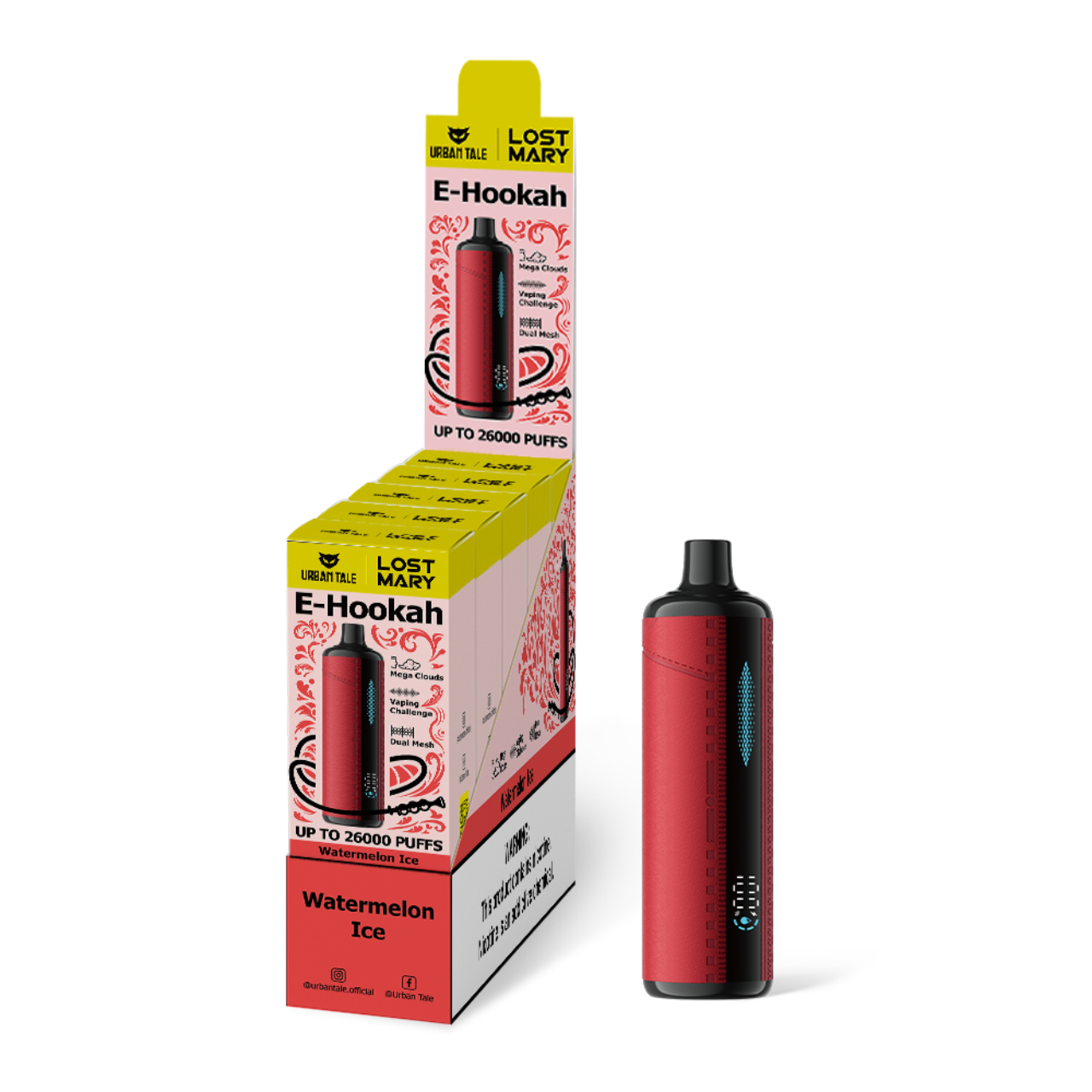 Urban Tale X Lost Mary Hookah 26000 Puff Disposable Watermelon lce Urban Tale X Lost Mary Hookah 26000 Puff Disposable Watermelon lce