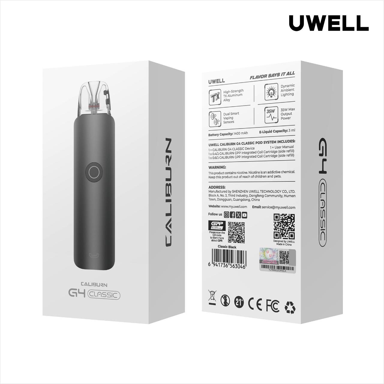 Uwell Caliburn G4 Classic Pod Kit Box Uwell Caliburn G4 Classic Pod Kit Box