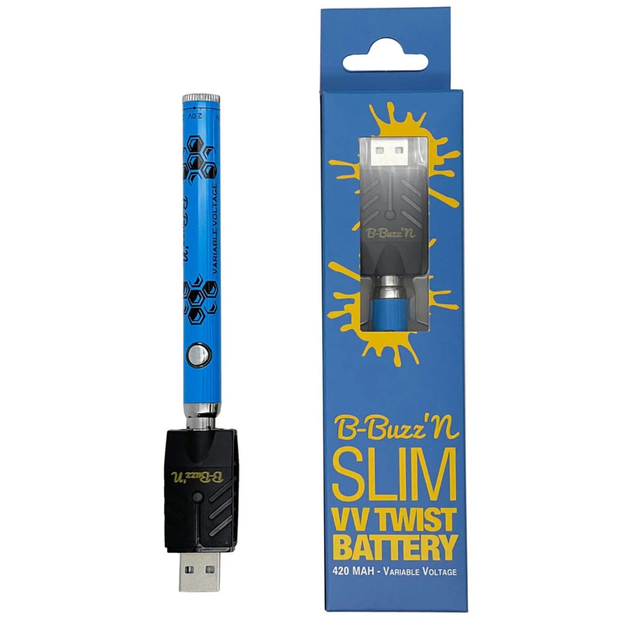 B-Buzz'n Slim VV Twist 420MAH Variable-Blue B-Buzz'n Slim VV Twist 420MAH Variable-Blue