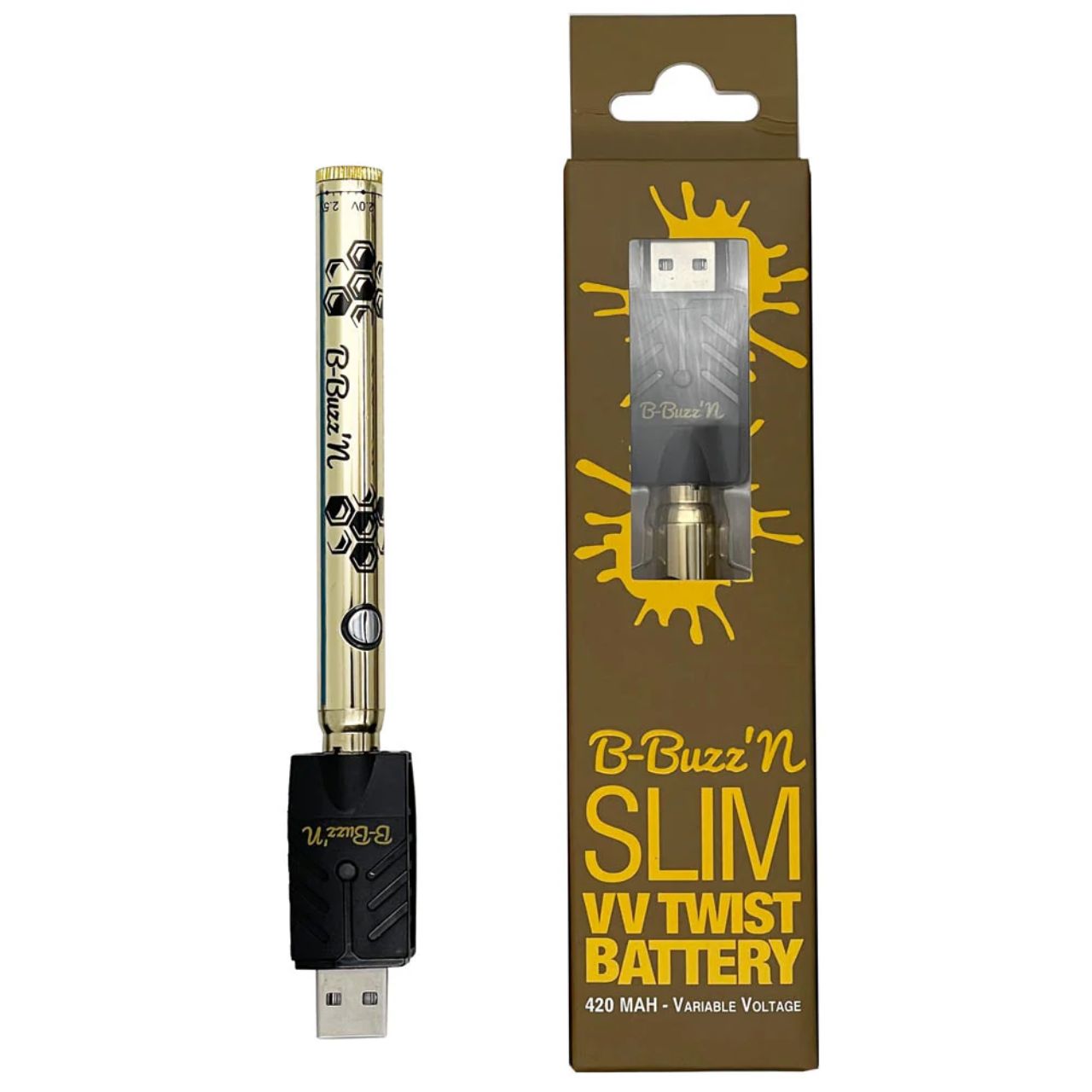 B-Buzz'n Slim VV Twist 420MAH Variable-Gold B-Buzz'n Slim VV Twist 420MAH Variable-Gold